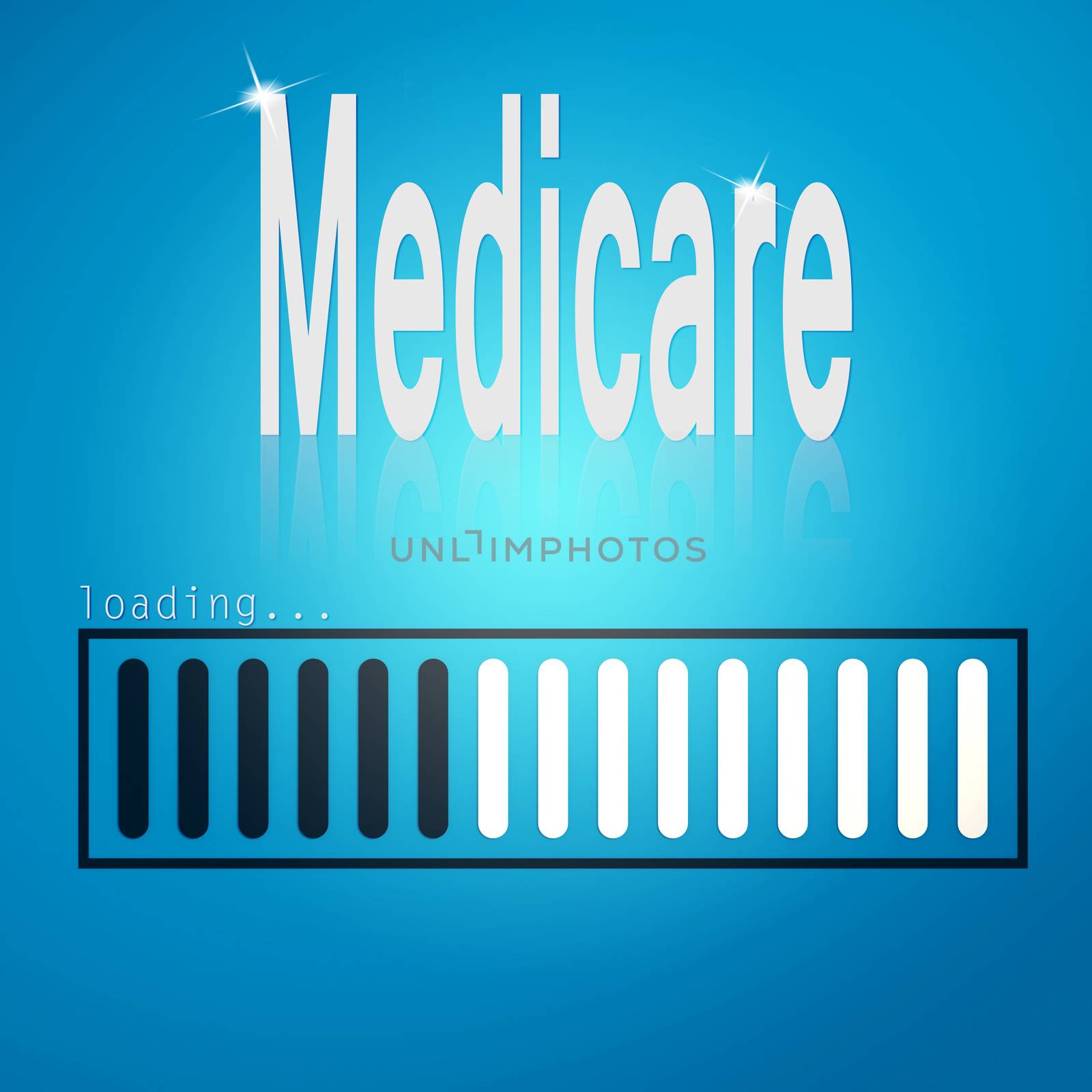 Medicare blue loading bar image with hi-res rendered artwork that could be used for any graphic design.