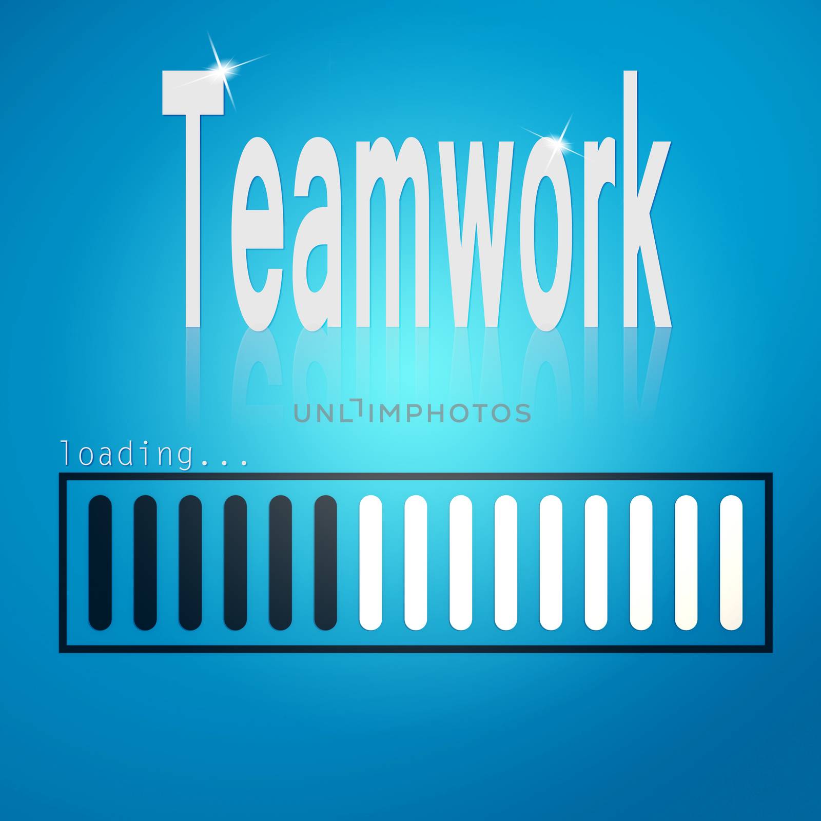 Teamwork blue loading bar image with hi-res rendered artwork that could be used for any graphic design.