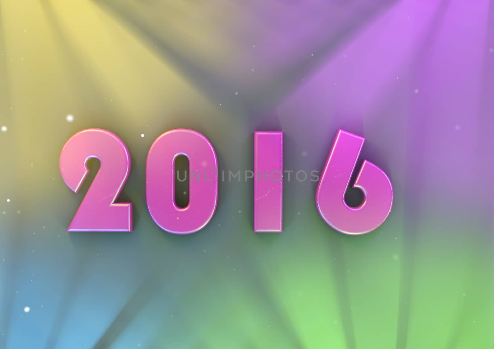 New year date 2016 with colourful lighting