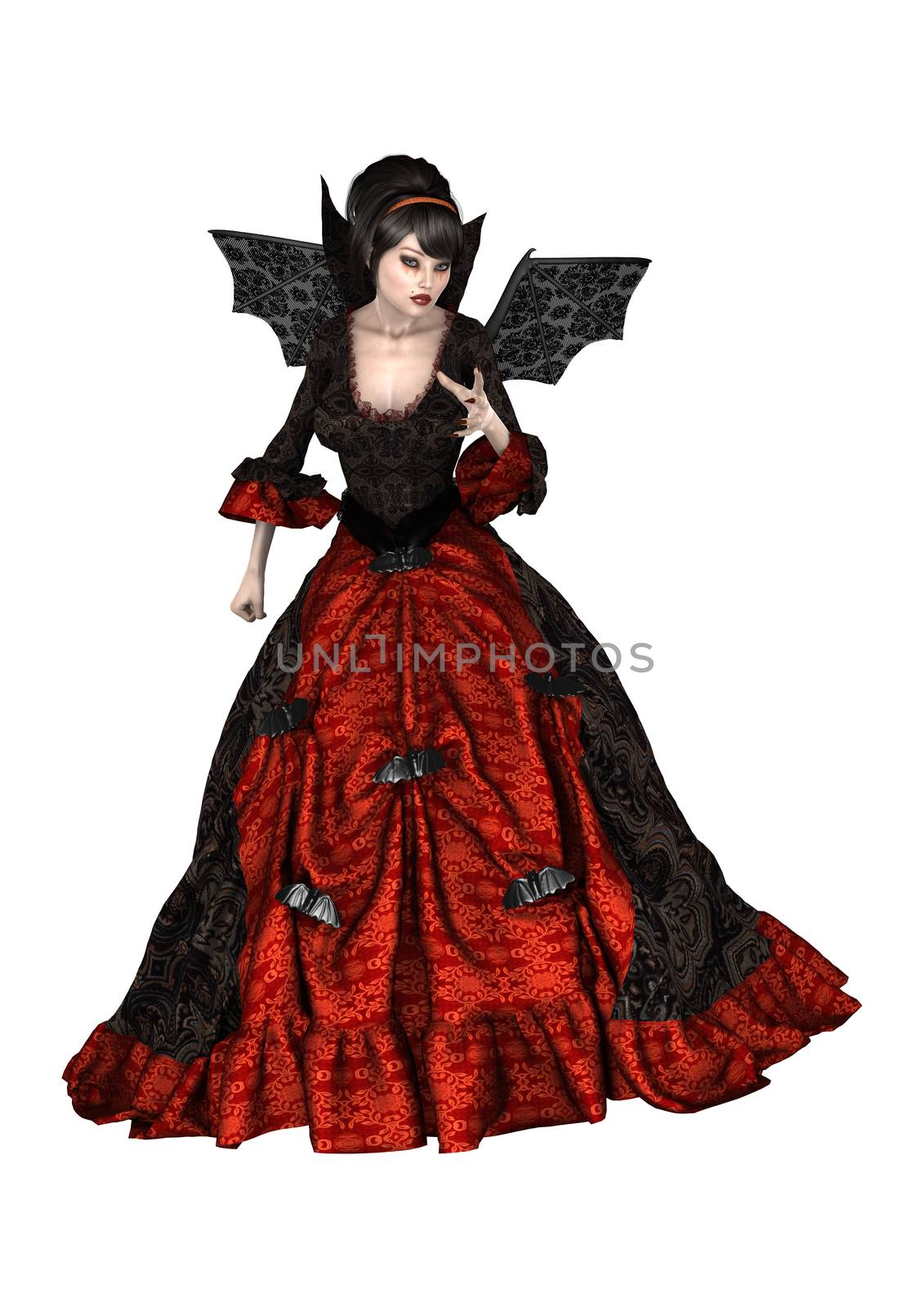 3D digital render of a beautiful witch isolated on white background