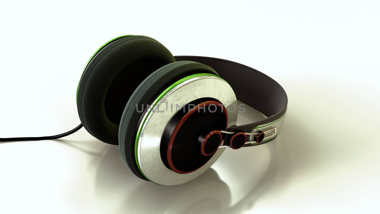 Colorful Headphones on reflective surface by stockbp