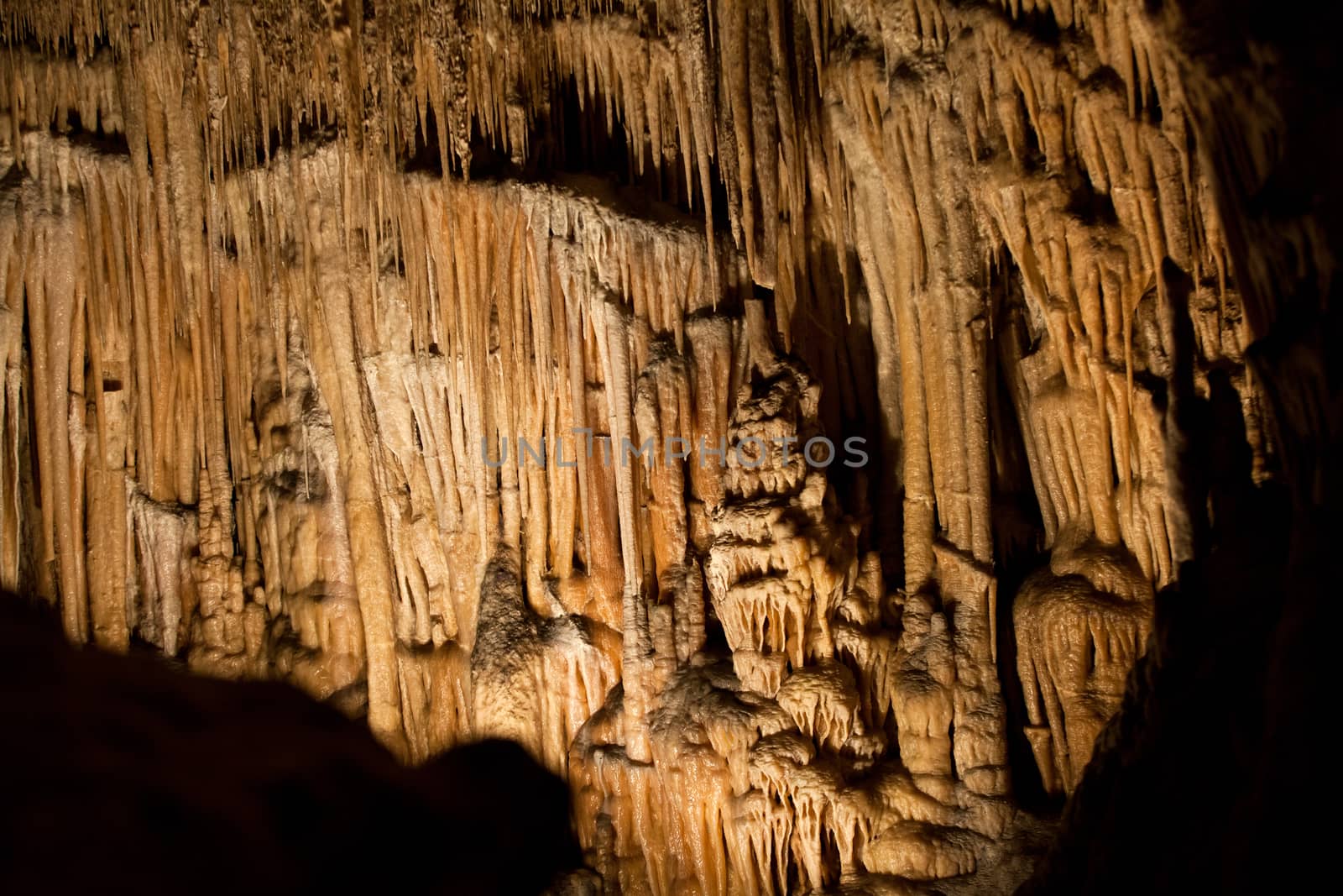 Caves of Drach with many stalagmites and stalactites. Majorca, Spain 