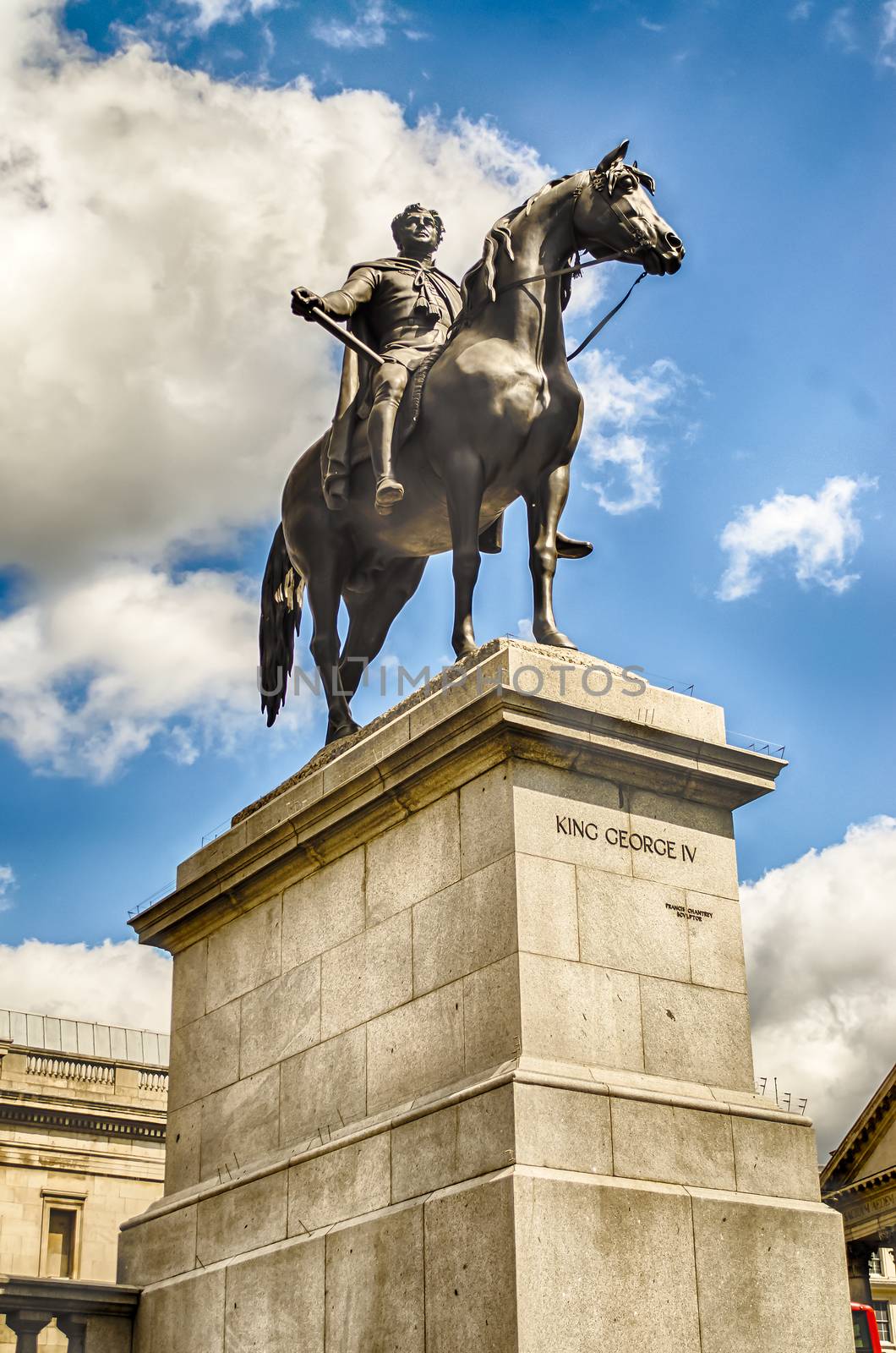 King George IV Monument in Trafalgar Square, London, UK
