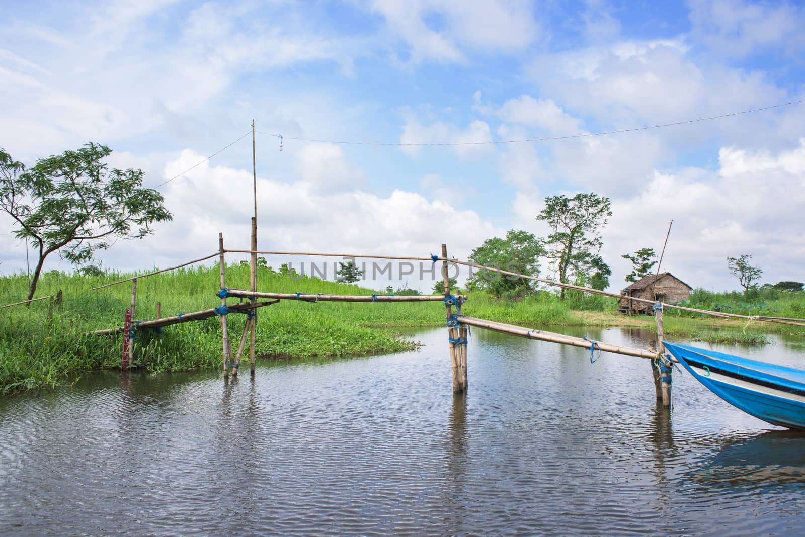 Farmland and canals at the Ayeyarwaddy Region in Myanmar. The region is home to the majority of rice as well as fish farming in Myanmar, but suffers from bad weather and flooding during the monsoon season.