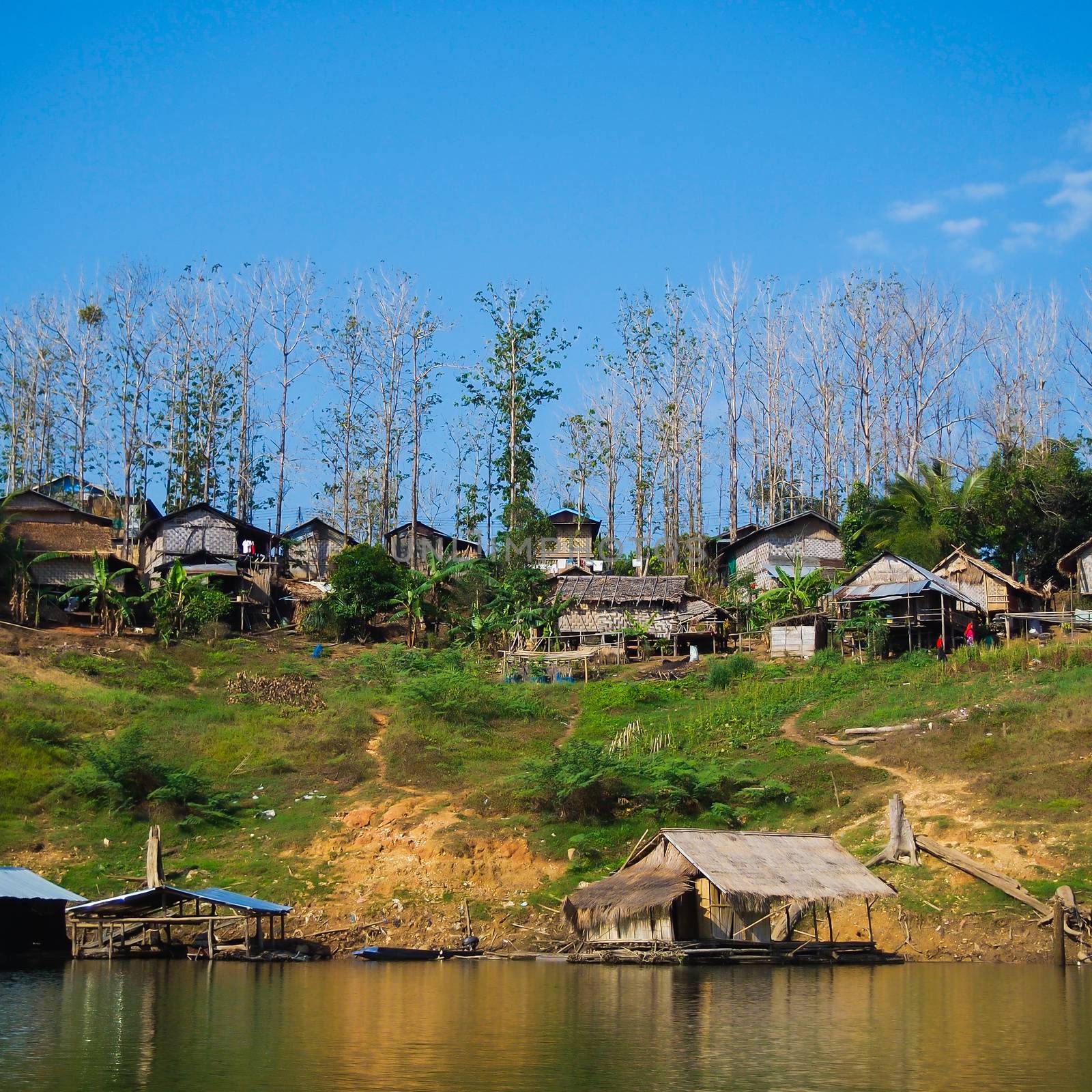 Floating houses by Songalia river in a folk villege by simpleBE