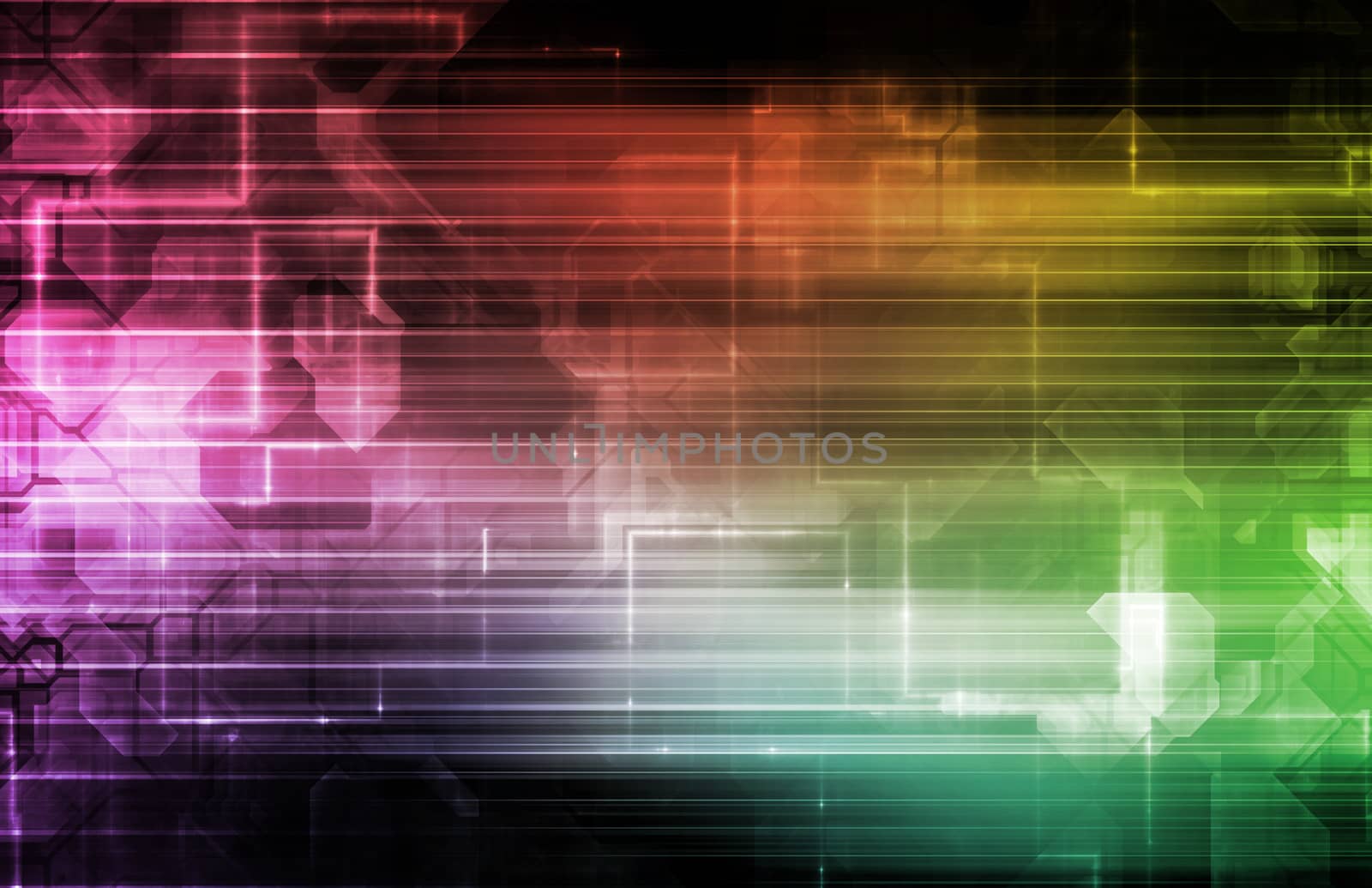 Science Background With Glowing Techno Lines Art