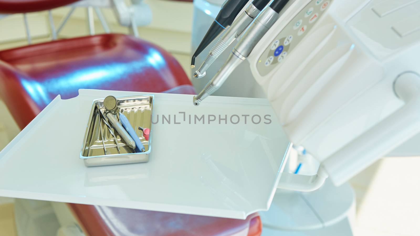 Closeup of a modern dentist tools, shalow dof