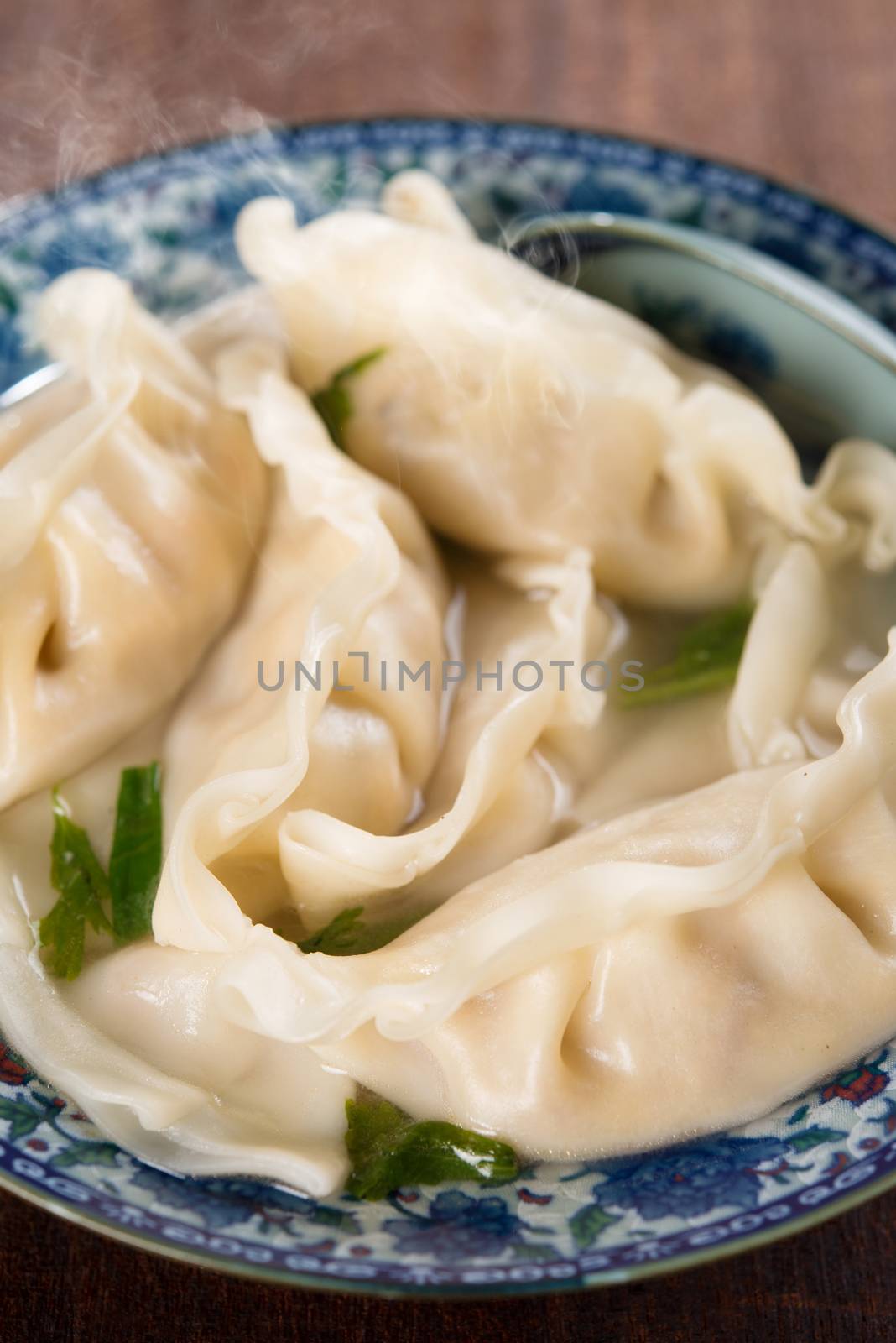 Close up dumplings soup  by szefei