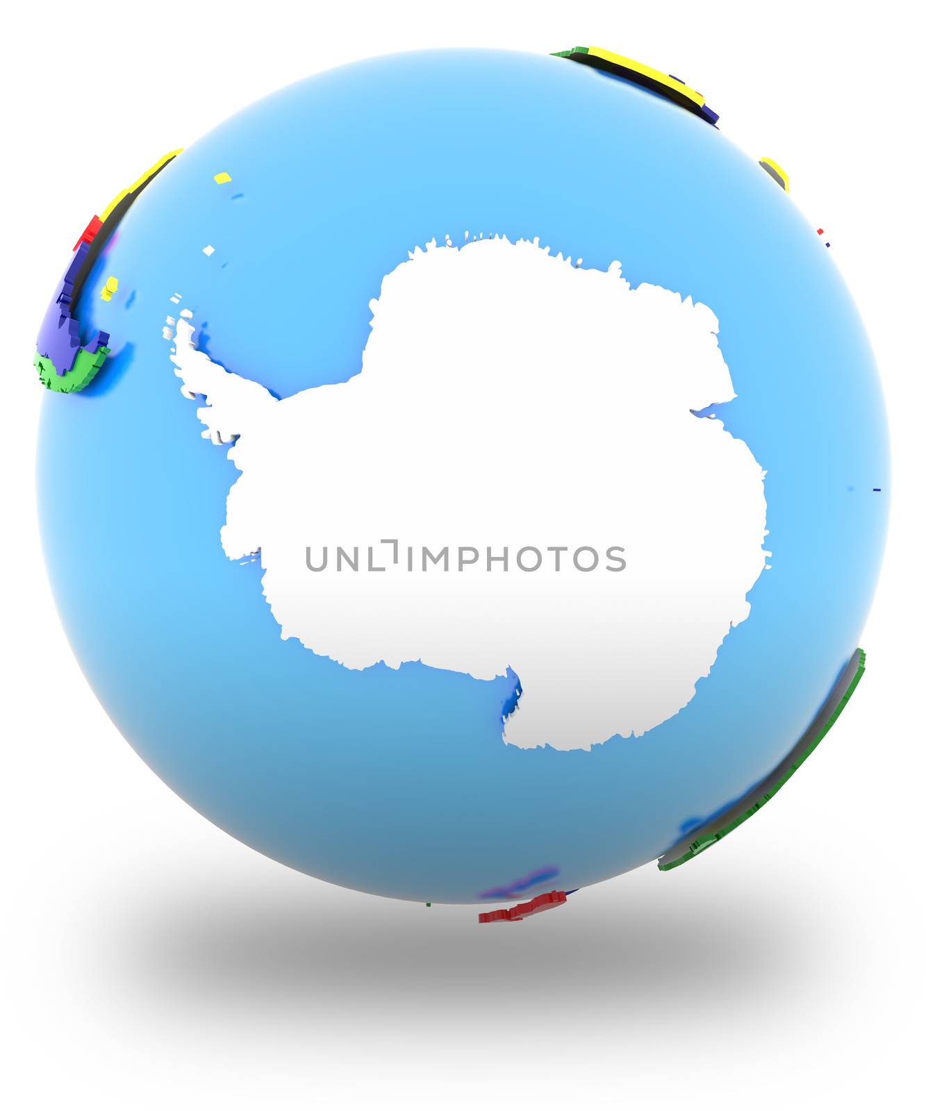 Antarctic on planet Earth isolated on white background. 