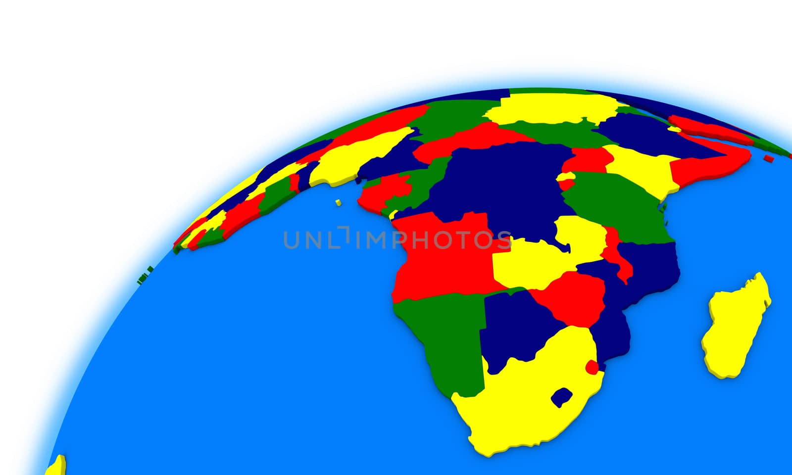 south Africa on globe political map by Harvepino