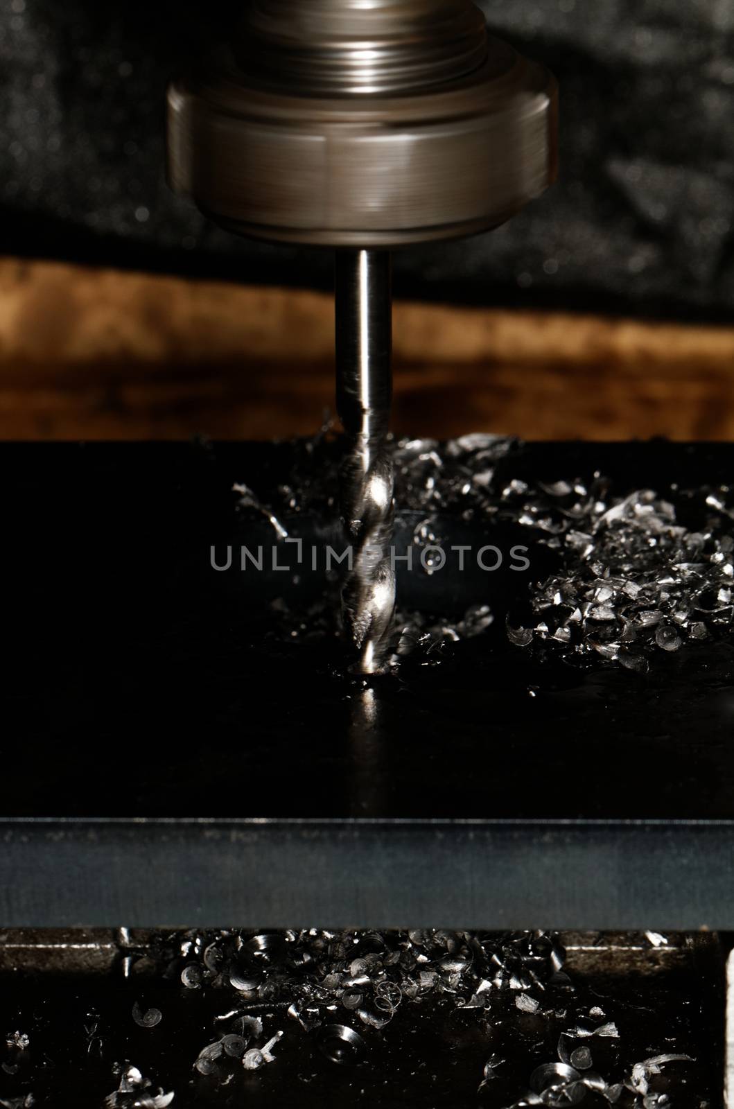 Close up photo of a CNC drilling 