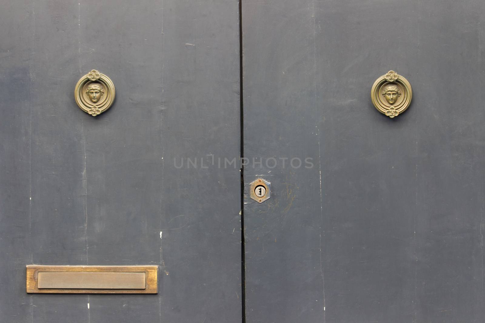 Close up of two rustic old doors in Sicily, Acireale, Catania.