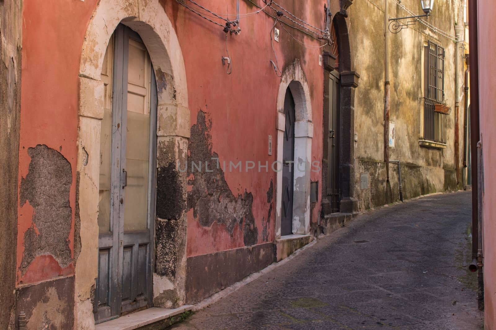 The old streets of acireale, catania, sicily.