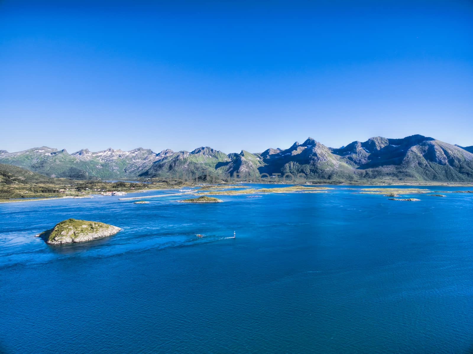 Scenic view of picturesque mountains on Lofoten islands in Norway