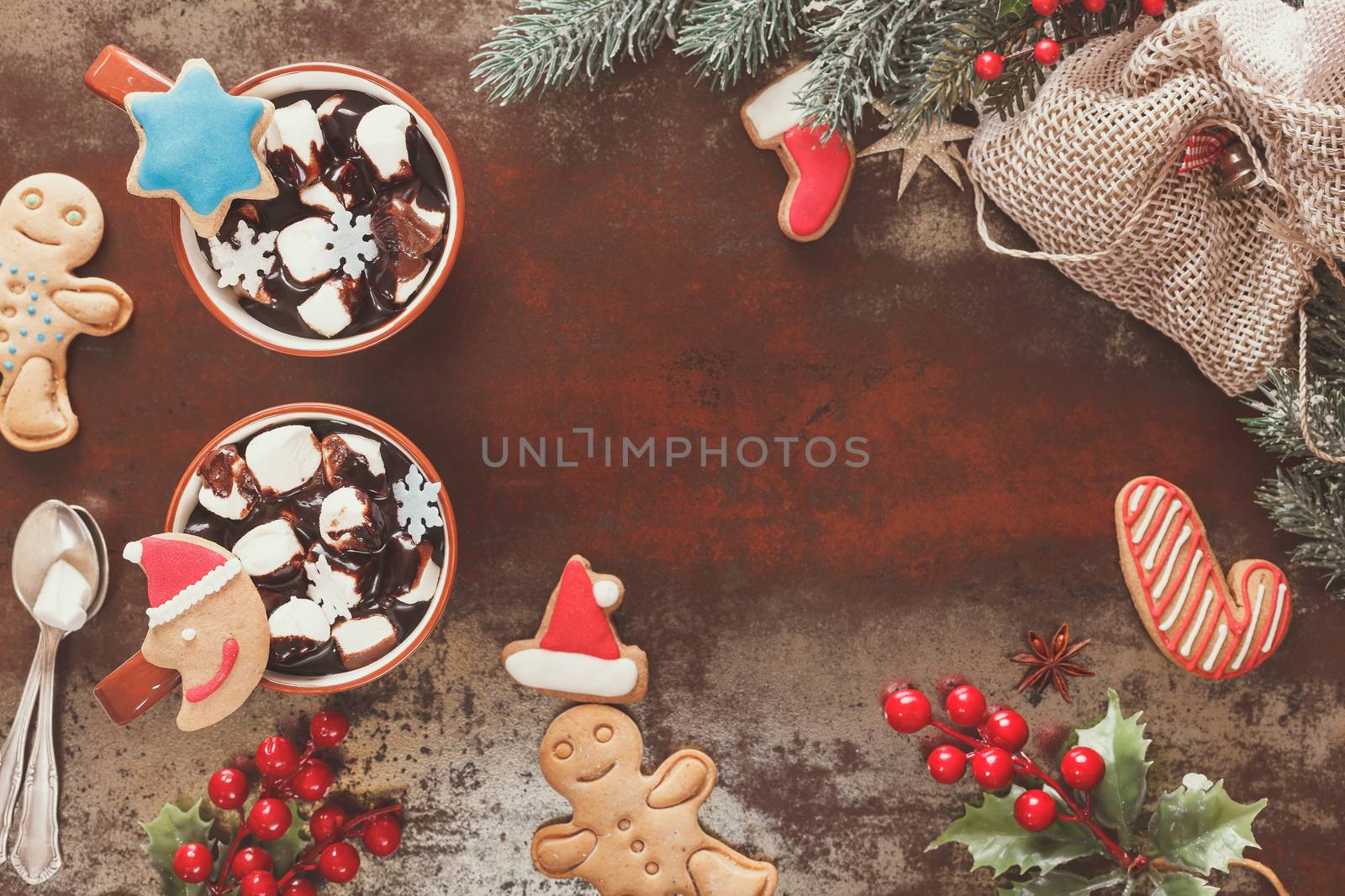 Hot chocolate in a Christmas setting by Slast20