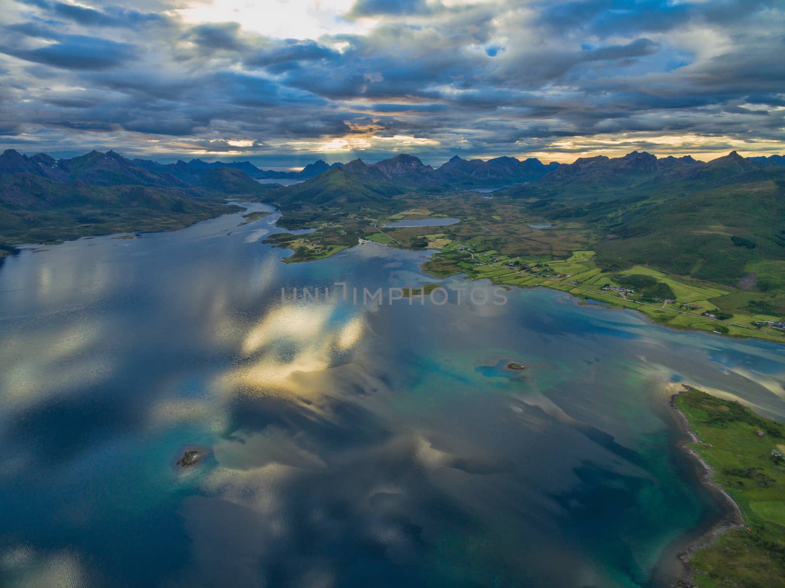 Aerial view of Vesteralen islands, arctic Norway