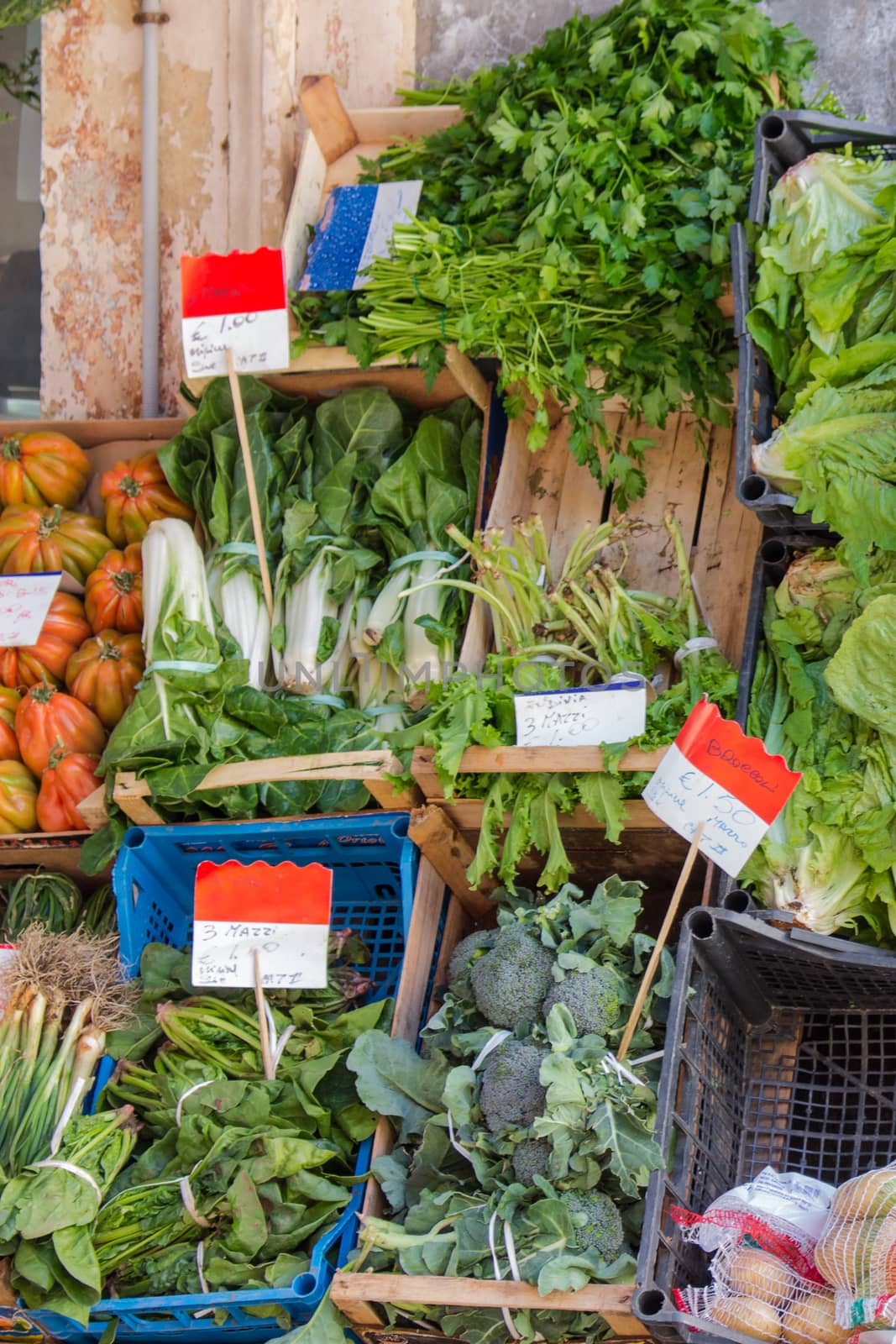 A typical vegetable market in Acireale