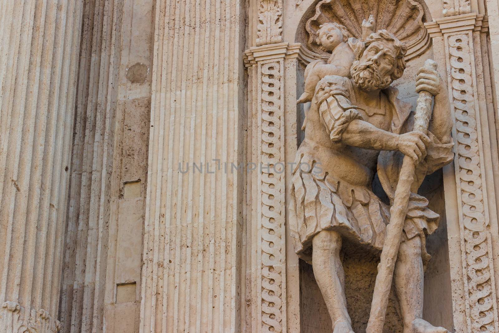 Acireale (Sicily, Italy): Historic center San Sebastinao Church baroque architecture - statue