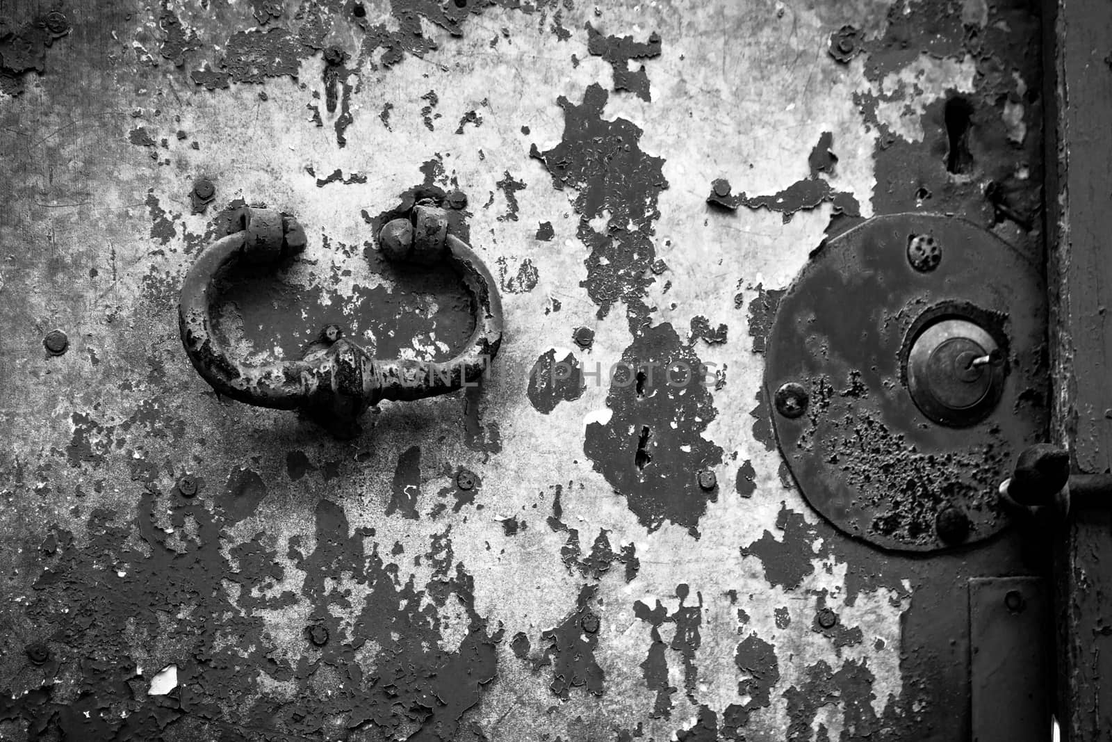 Close up of rustic old door in Sicily, Acireale, Catania