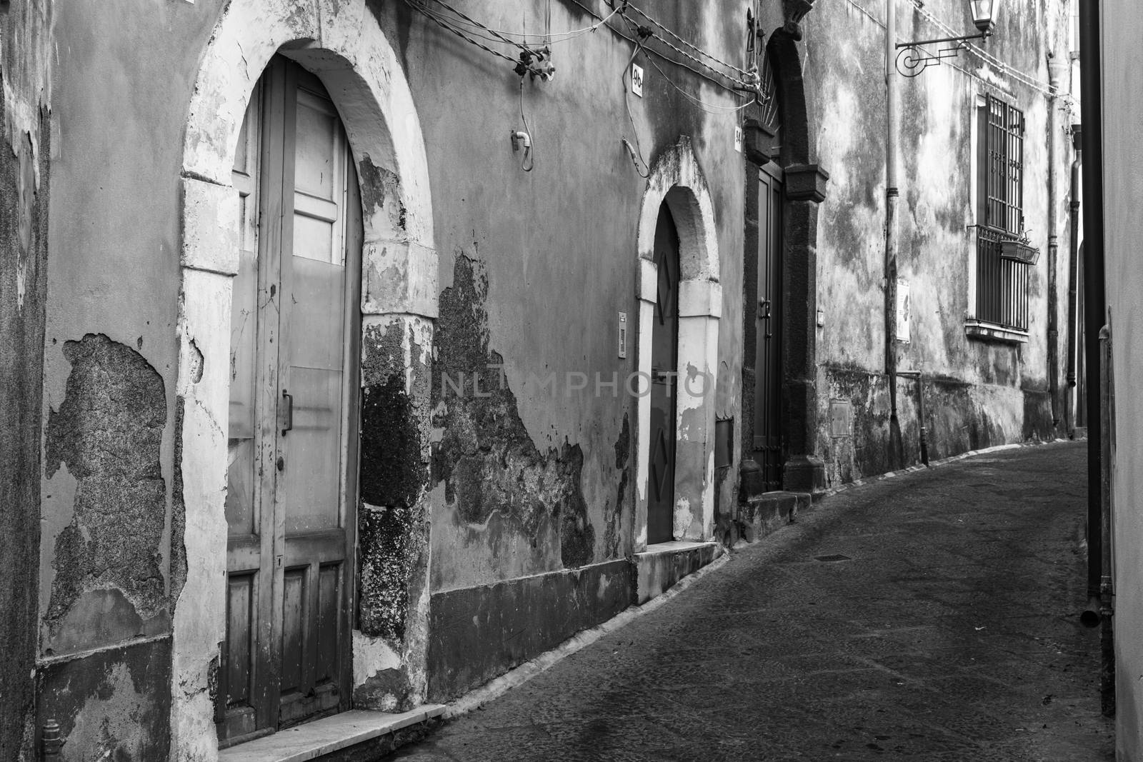 The old streets of acireale, catania, sicily.