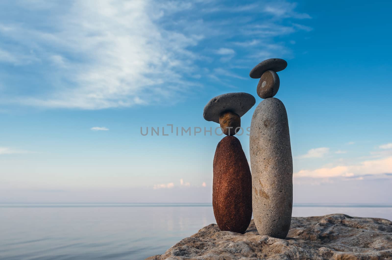 Symbolic figurines of the stones on the seashore