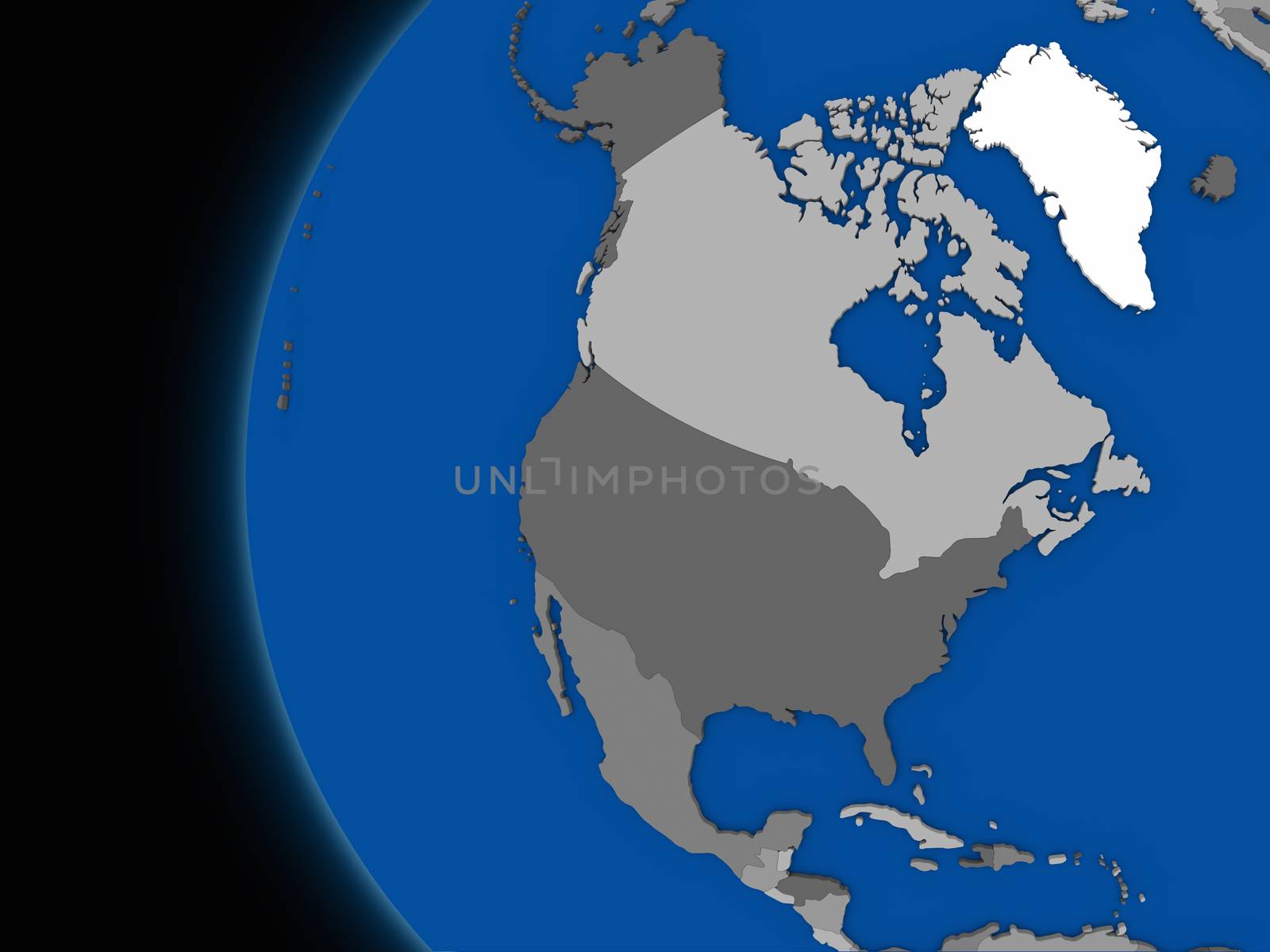 north american continent on political Earth by Harvepino