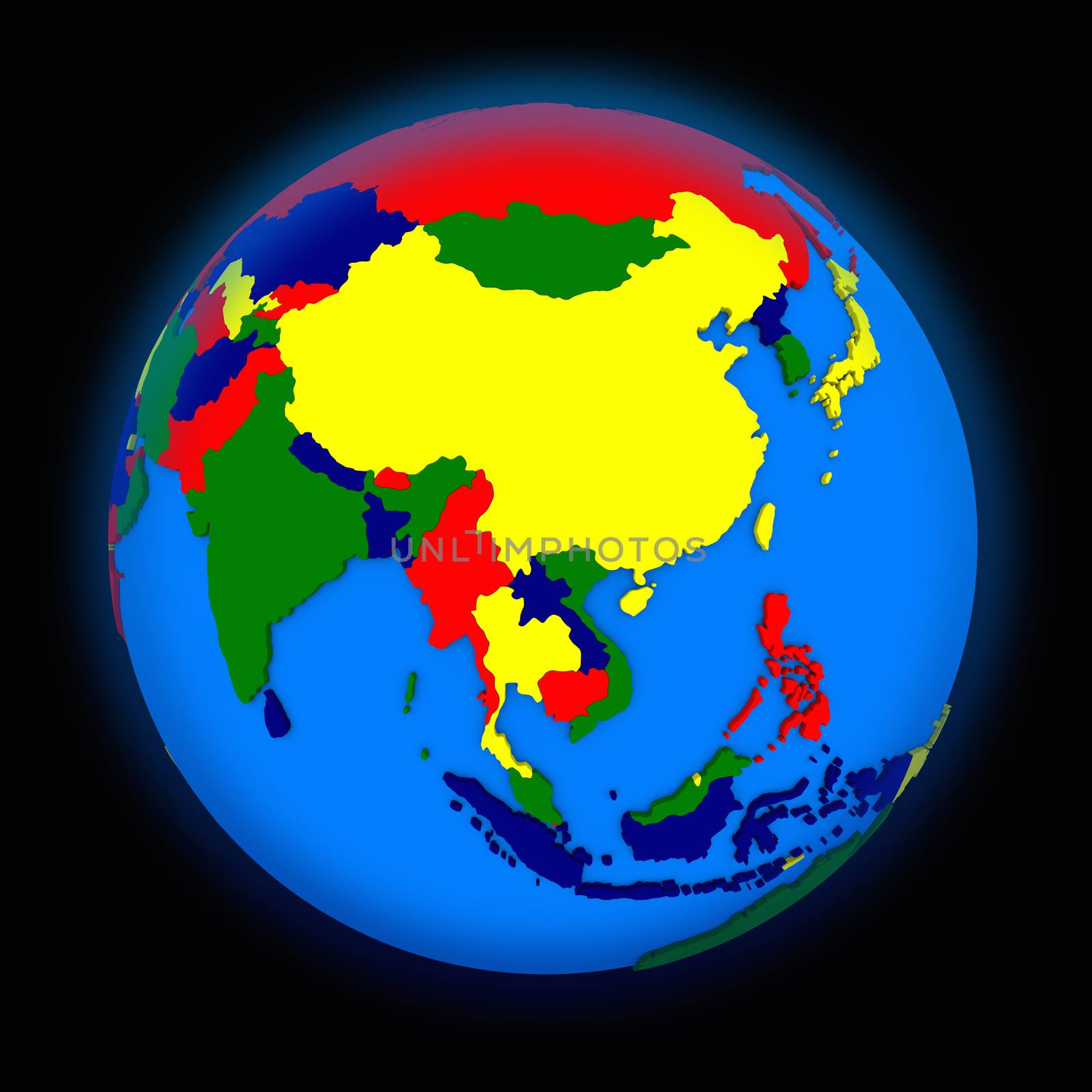 southeast Asia on political Earth by Harvepino