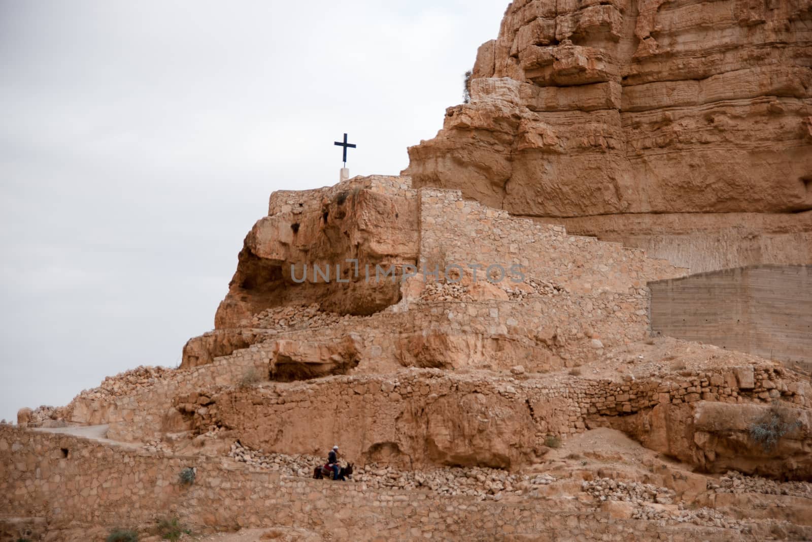 A cross in israeli judean desert - christianity travel