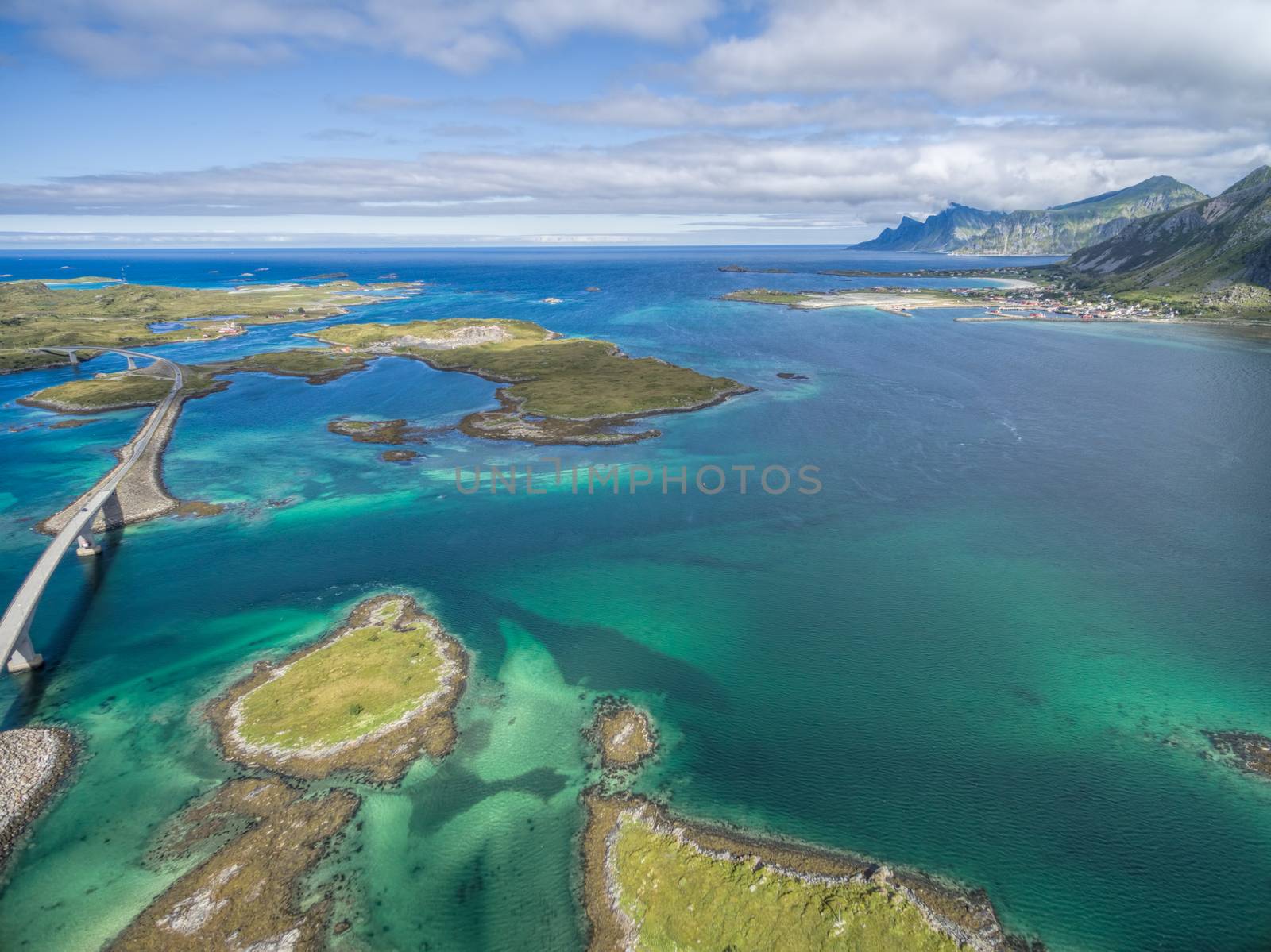 Scenic view of islets on Lofoten islands in Norway