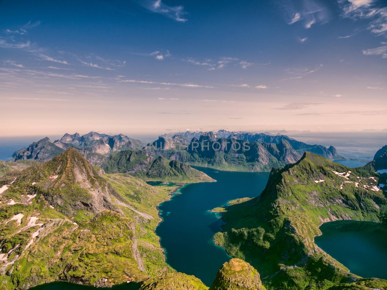 Breathtaking view from air on Lofoten islands in Norway