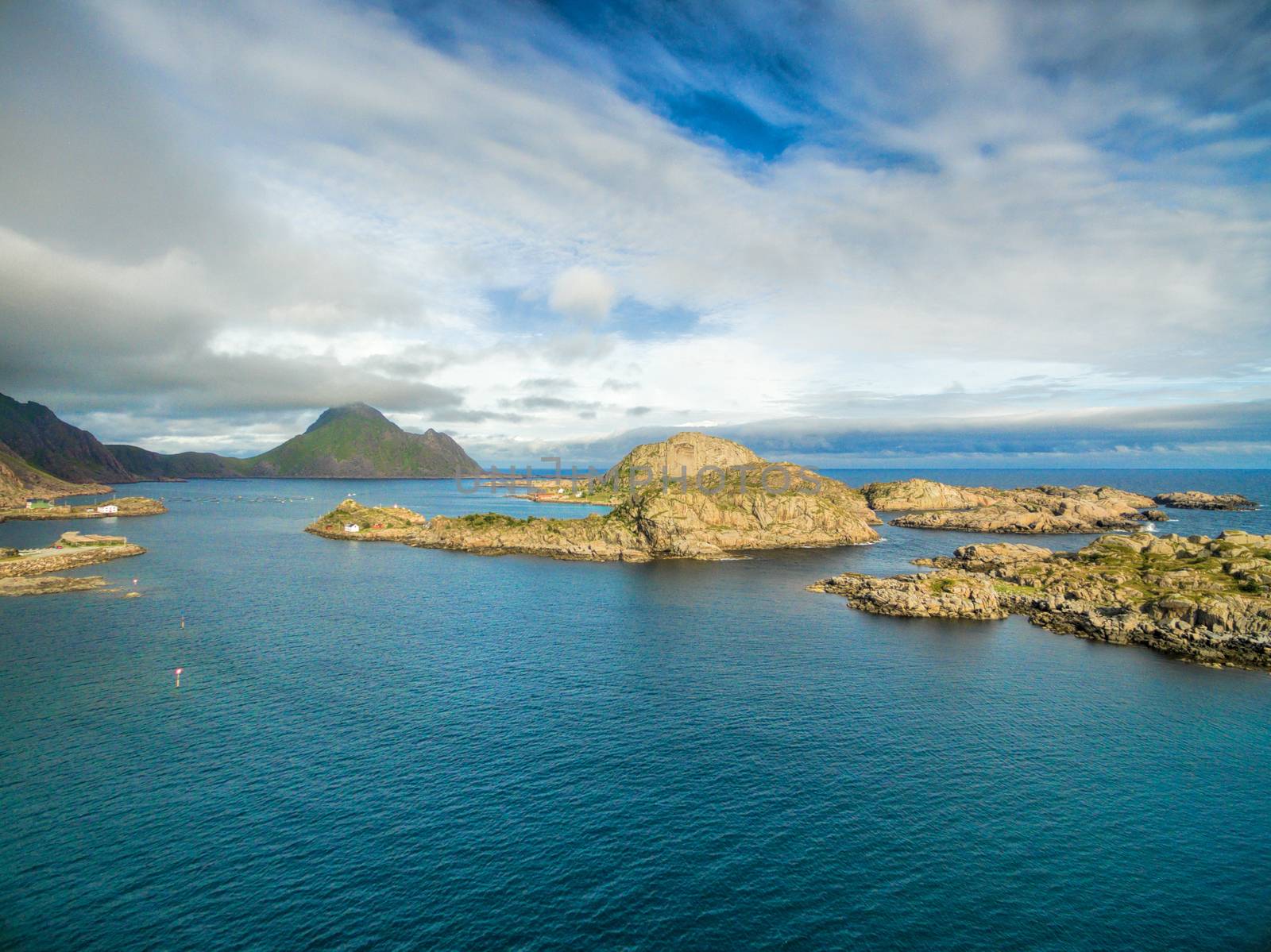 Picturesque islets on the coast of Lofoten islands in Norway