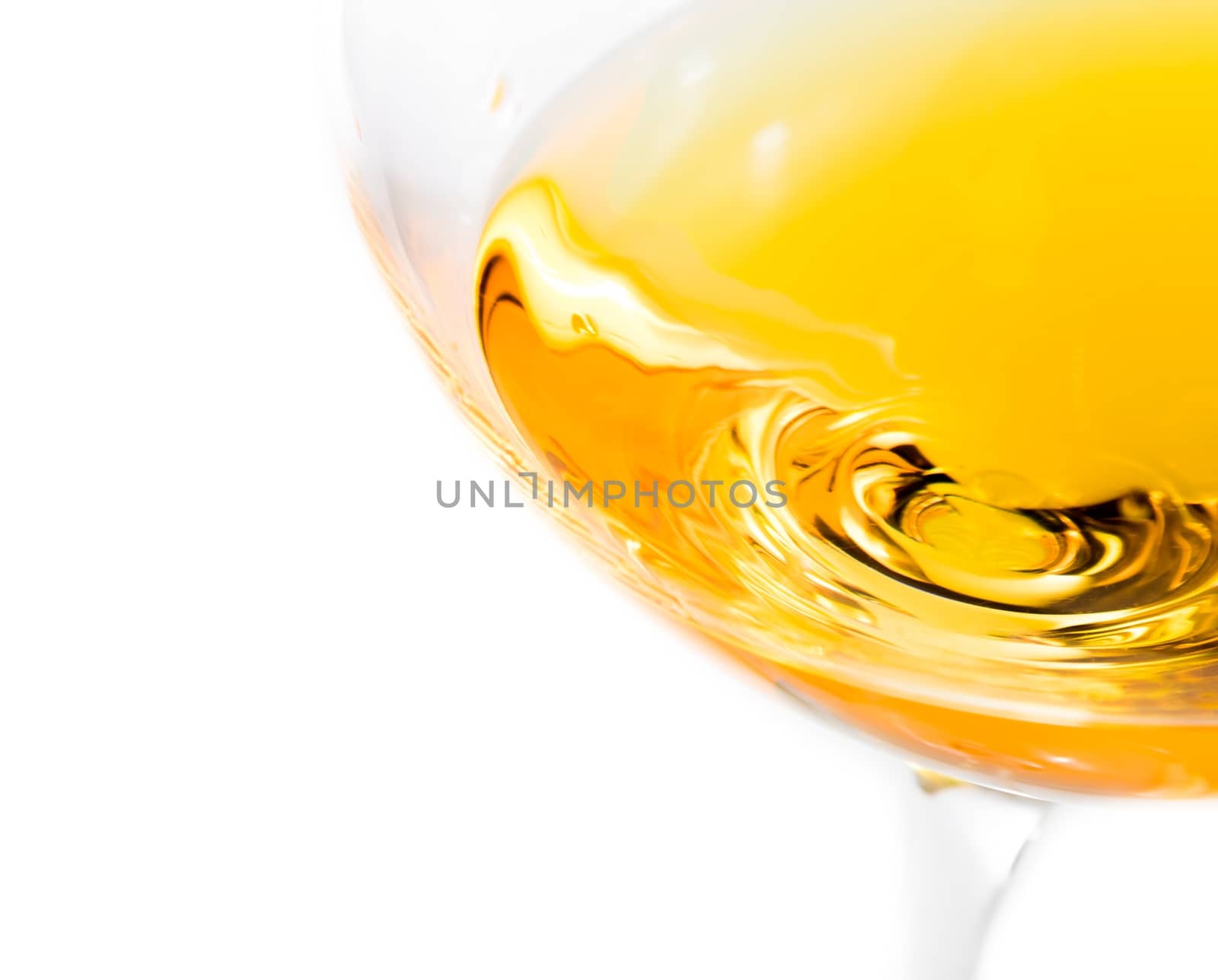top of view of white wine glasses with space for text on white background