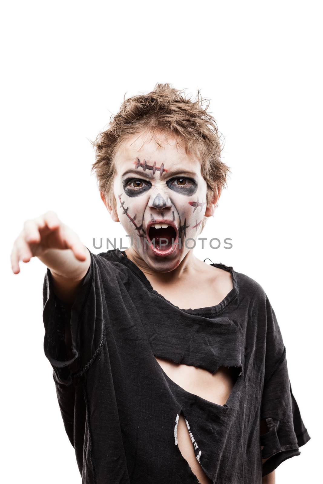 Screaming walking dead zombie child boy halloween horror costume by ia_64