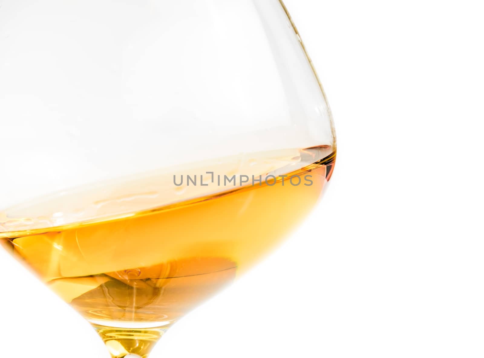 white wine glass isolated with space for text on white background