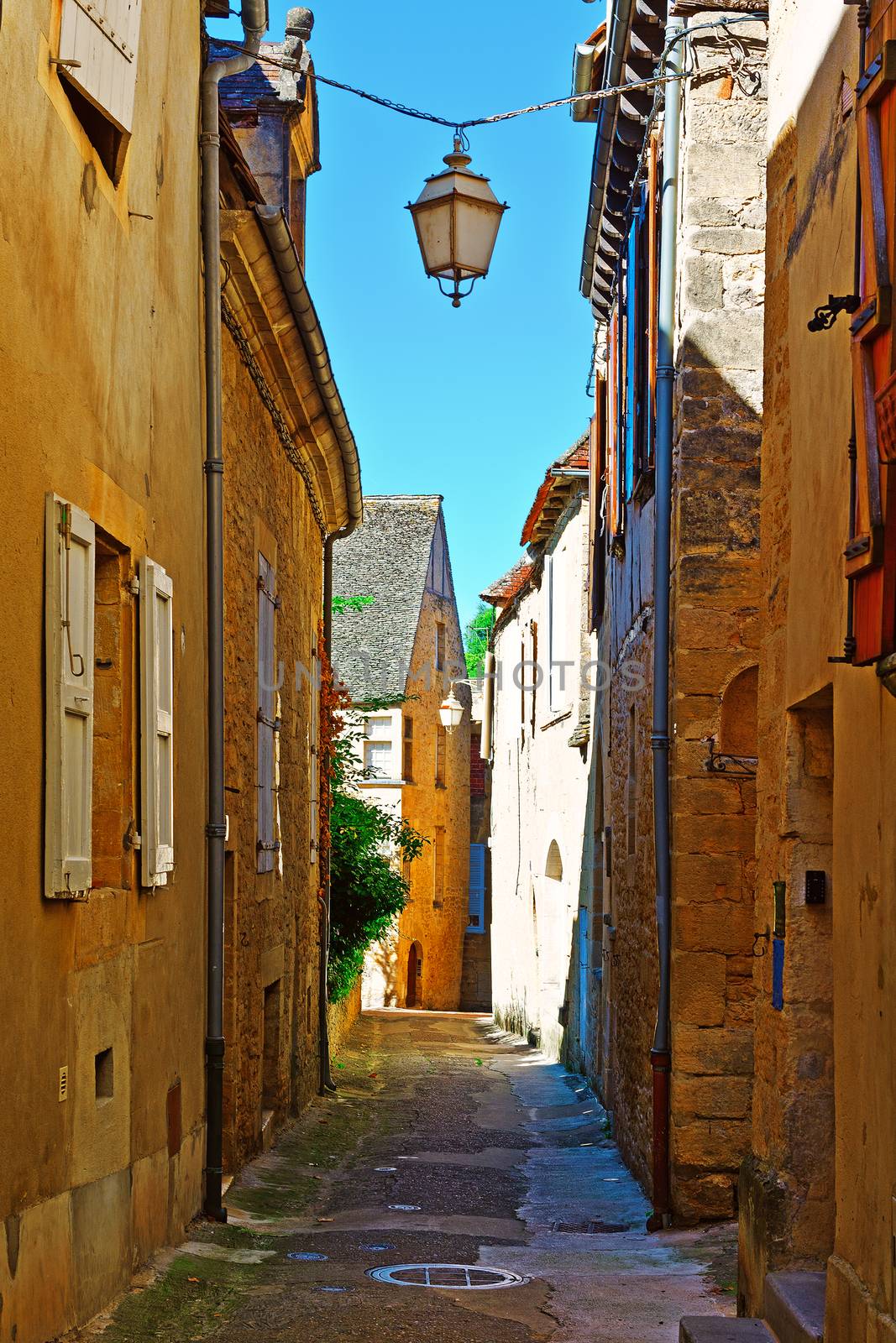 Deserted Street of the French City of Sarlat