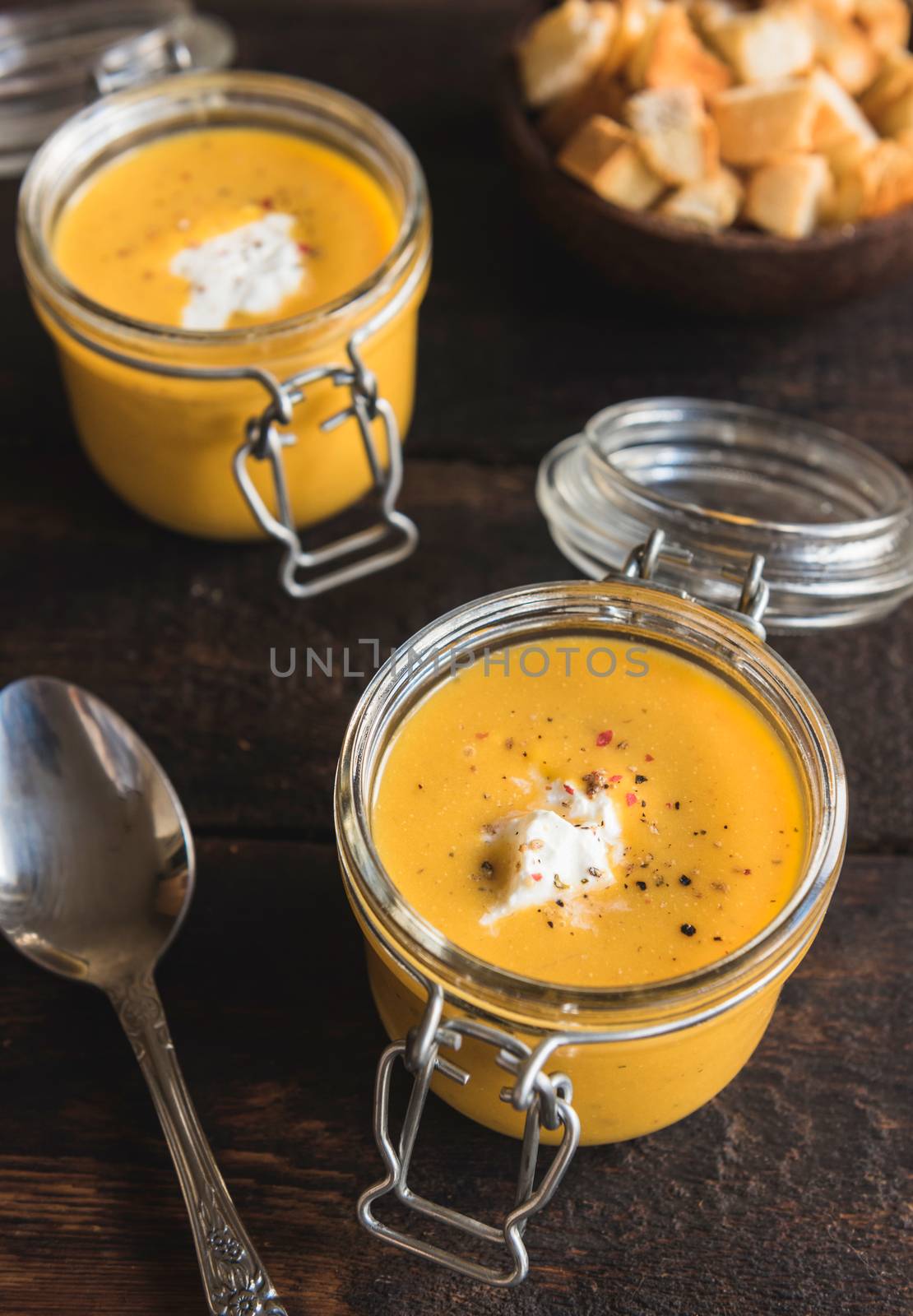 Pumpkin soup in the jars by badmanproduction