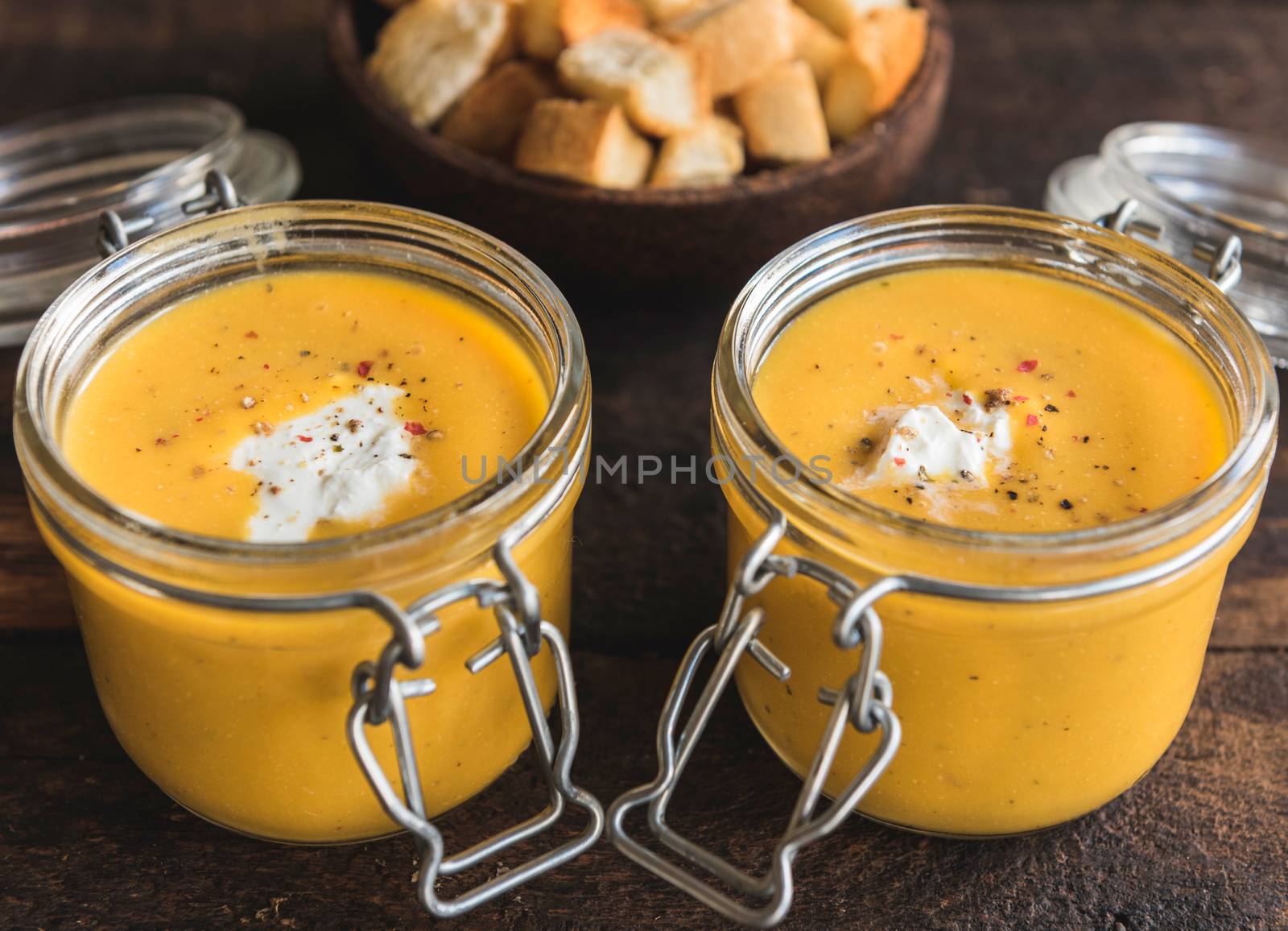 Pumpkin soup in the jars by badmanproduction