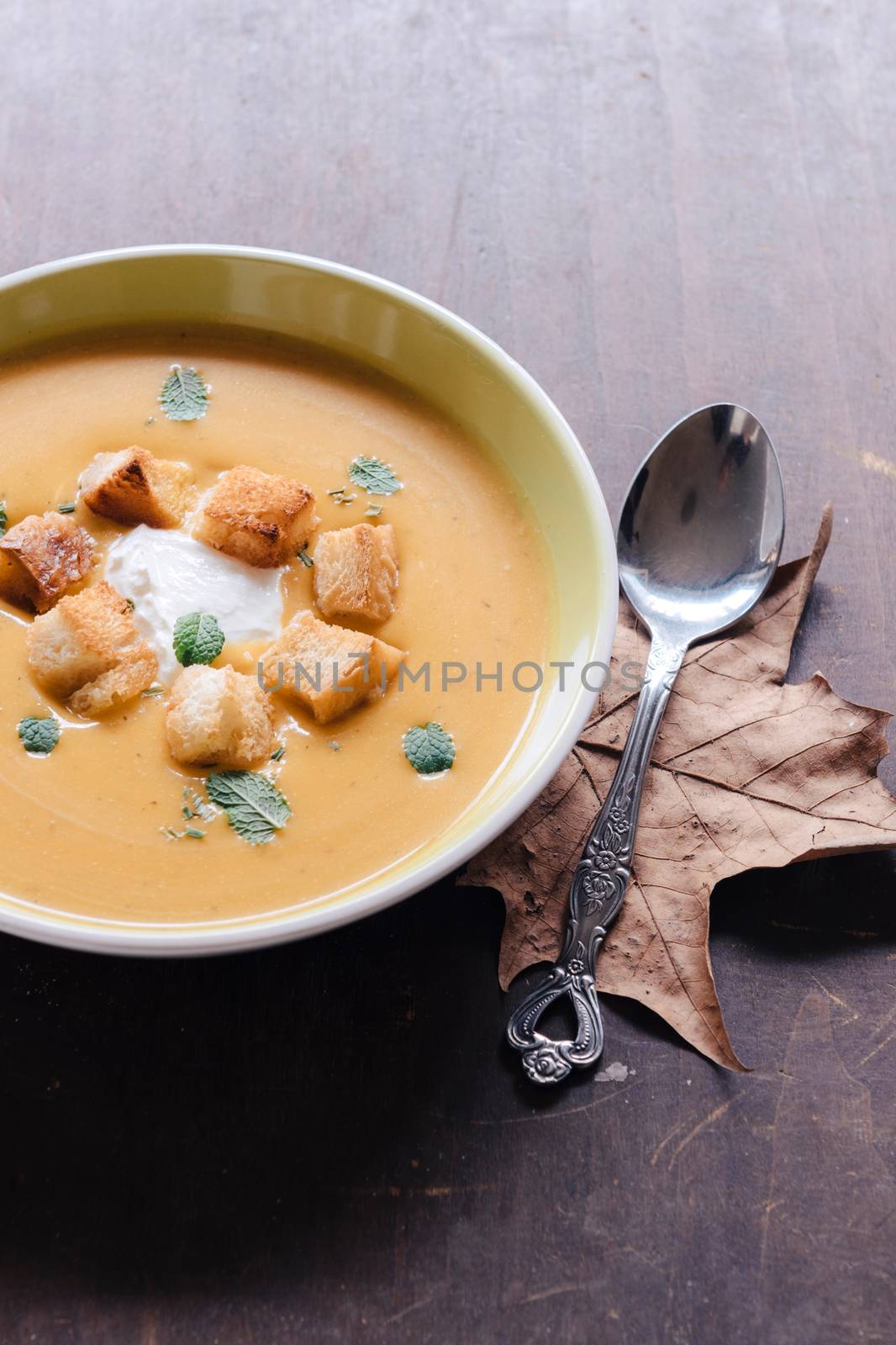 Served homemade pumpkin soup by badmanproduction