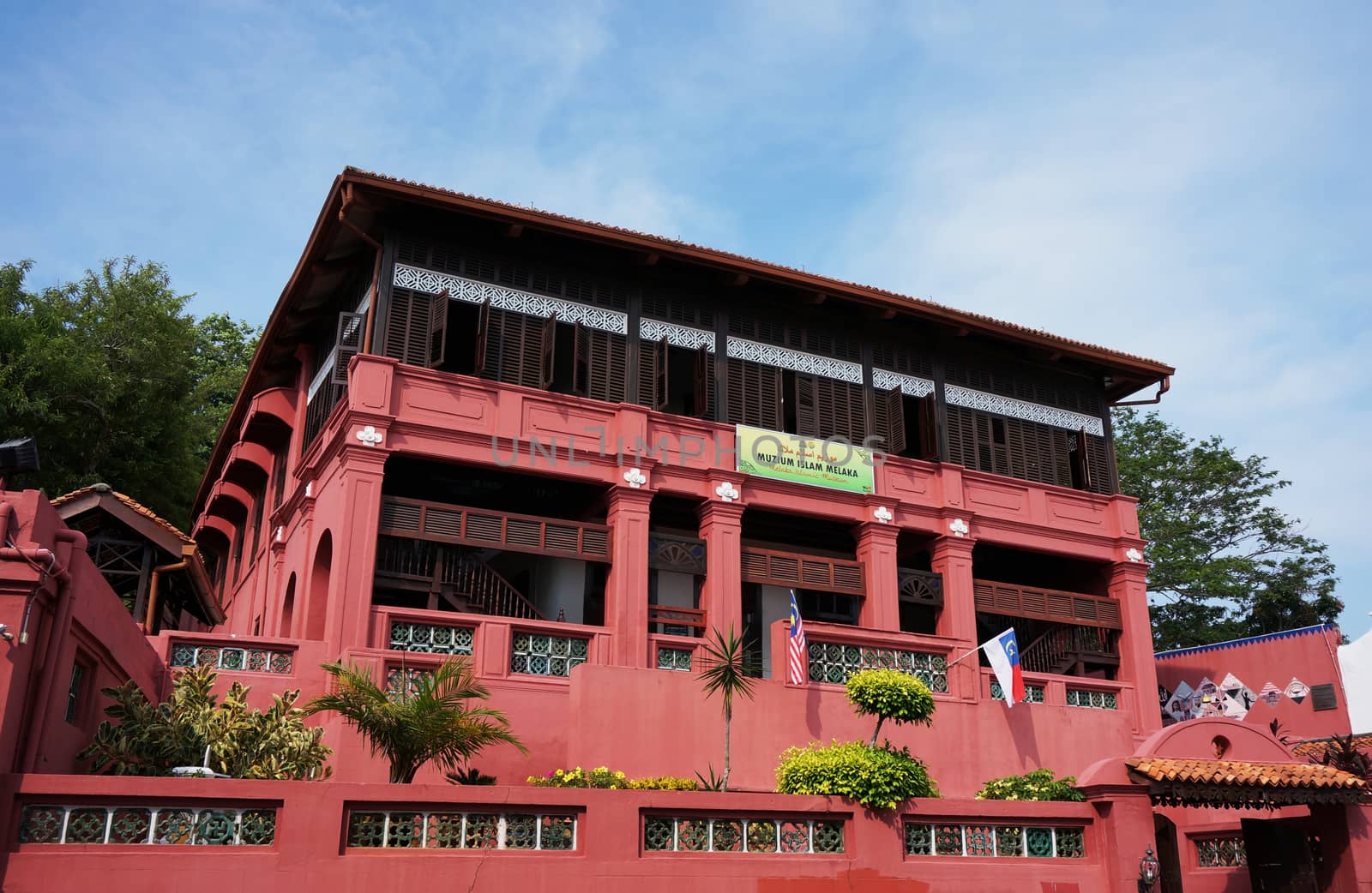 Melacca, Malaysia - 29 Sept, 2015 : This museum was display the culture of the Islam of Malaysia, rule and regularation, device, cloth and any thing else. This historical building was part of the red house in Melacca, also listed in the World Cultural Heritage.