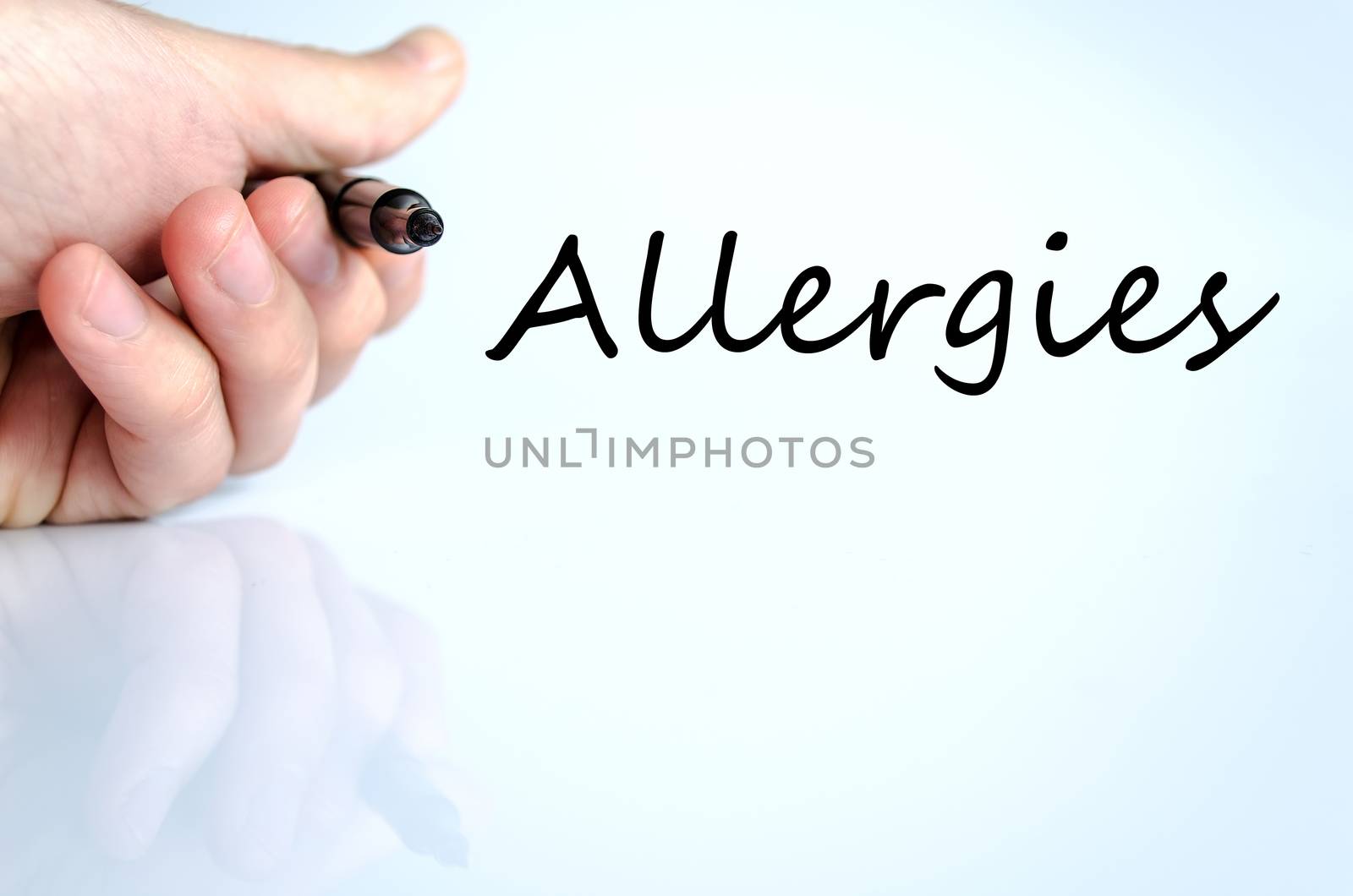 Allergies text concept isolated over white background