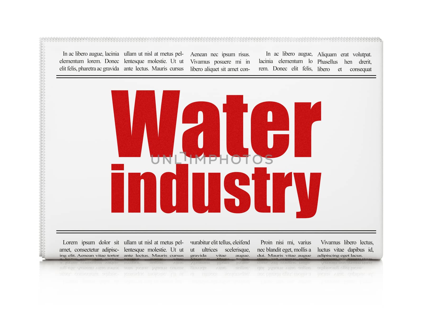 Manufacuring concept: newspaper headline Water Industry on White background, 3d render