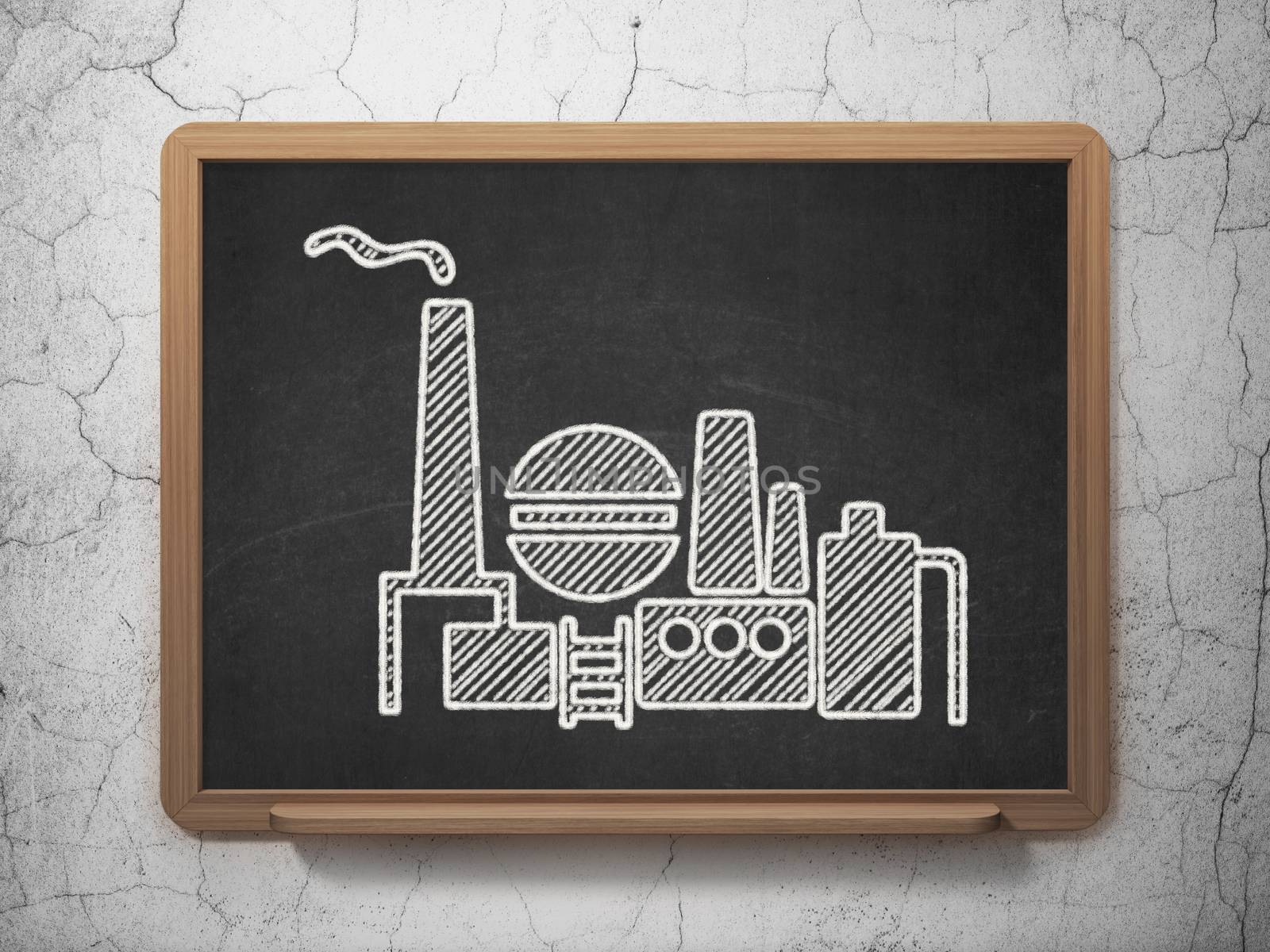 Finance concept: Oil And Gas Indusry icon on Black chalkboard on grunge wall background