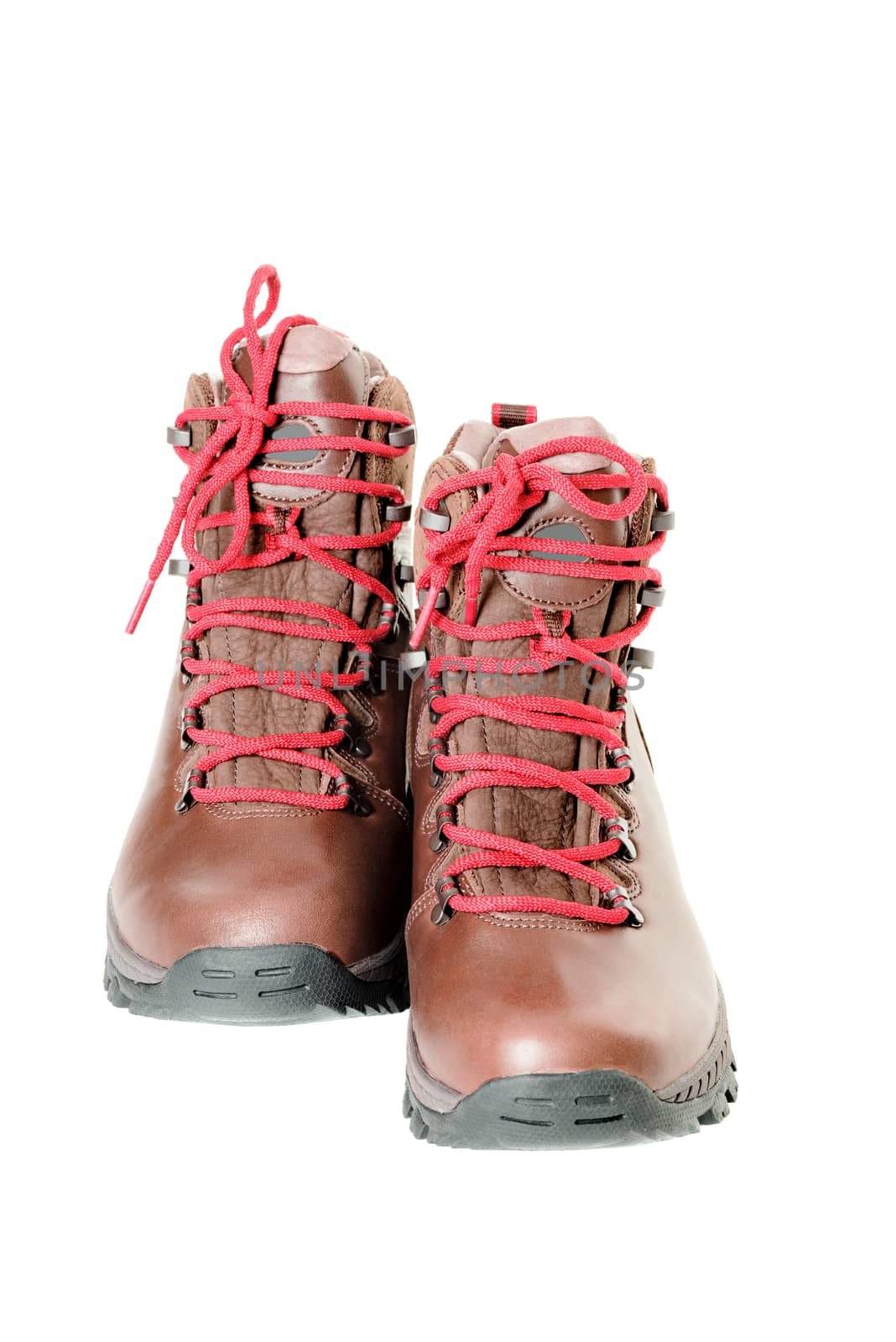 A pair of hiking boots. Isolated on white background