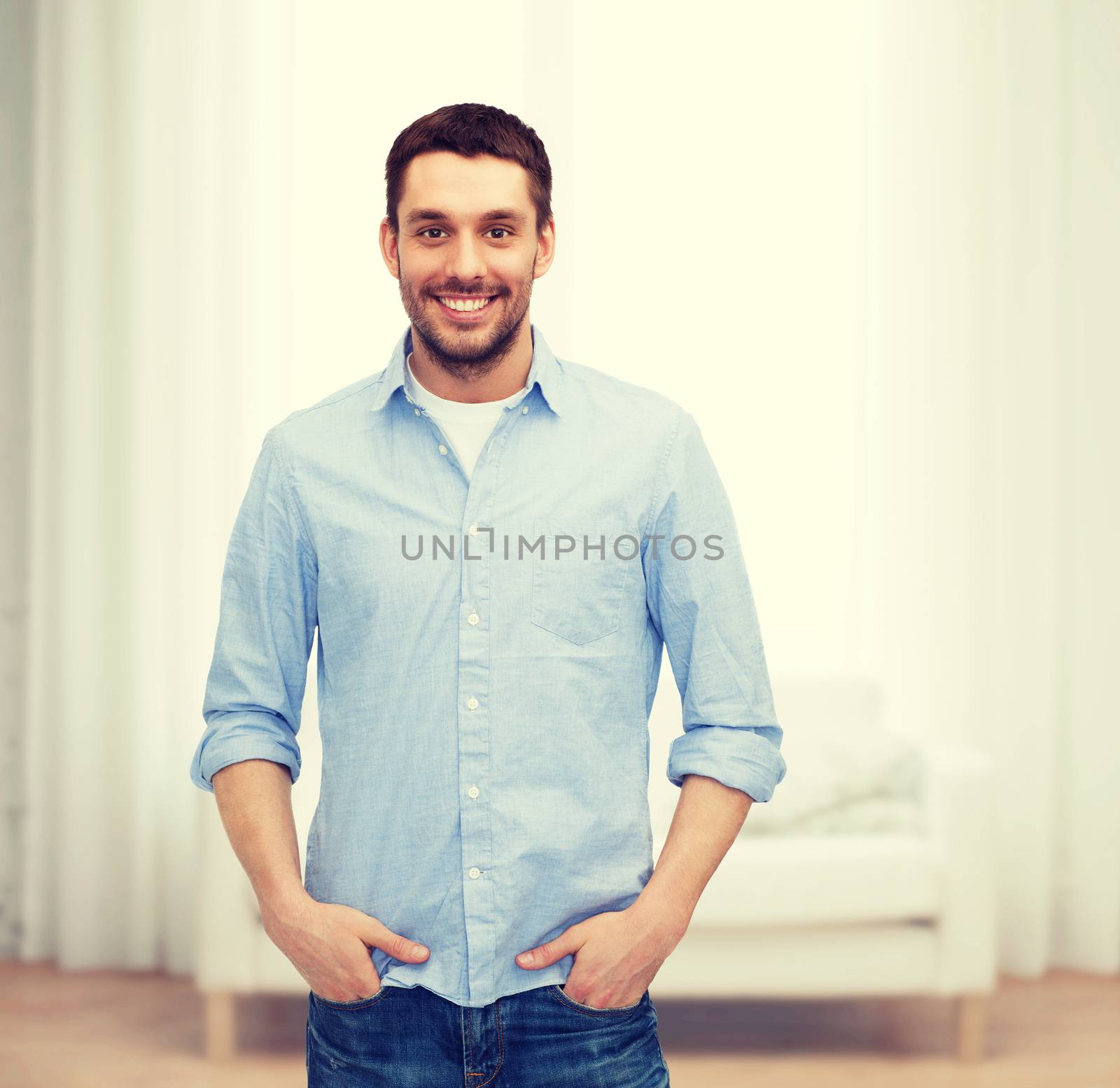 happiness and people concept - smiling man