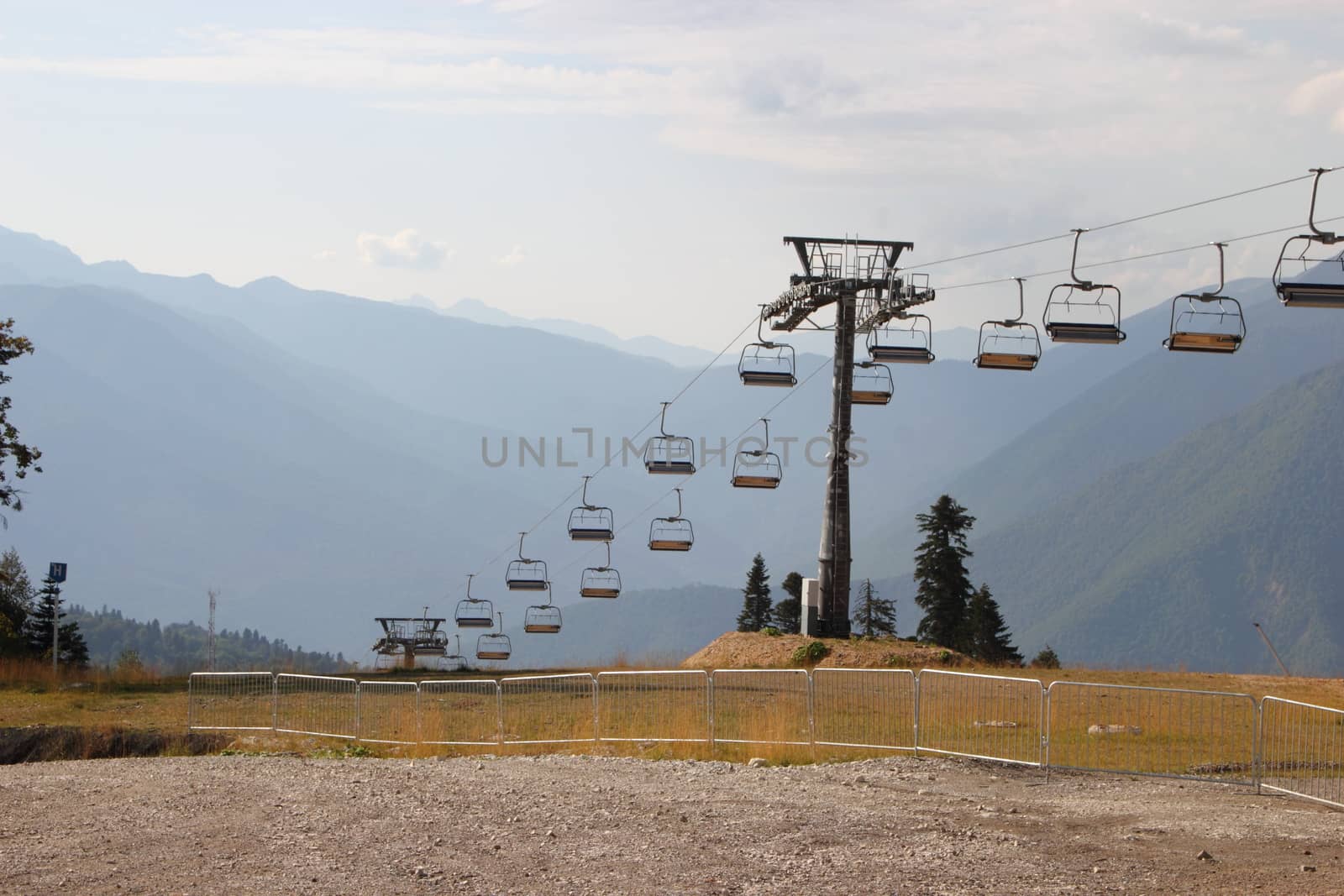 Mountain View in Sochi with lifts, Russia. Olympic Venues