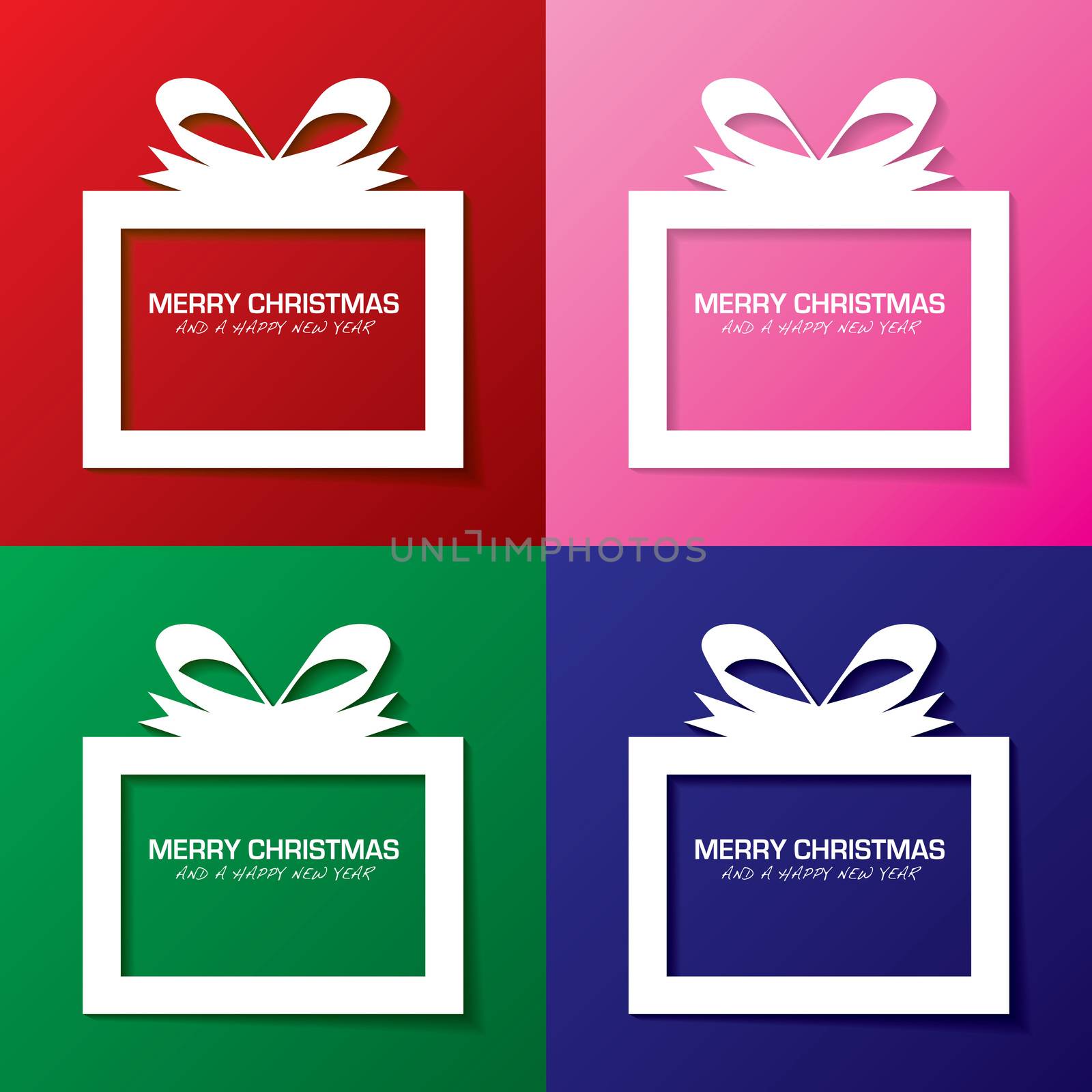 Collection christmas gift boxes with a holiday message