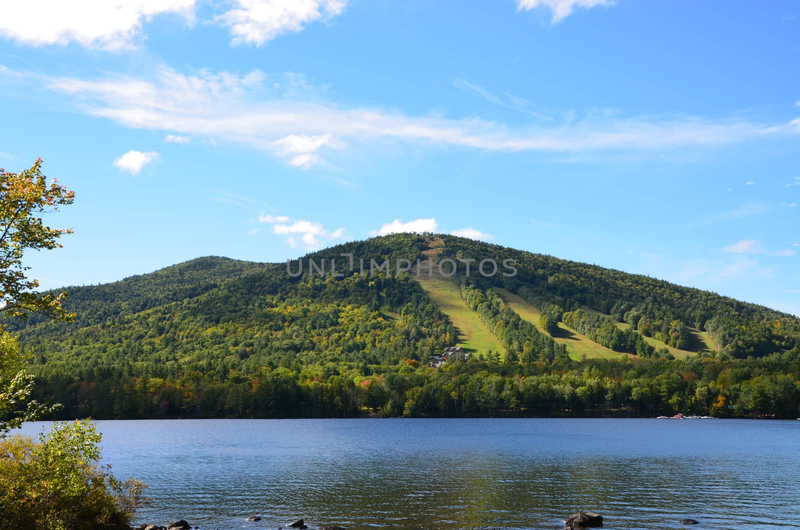 A ski resort seen in the early fall in Maine. Located in the lakes region.