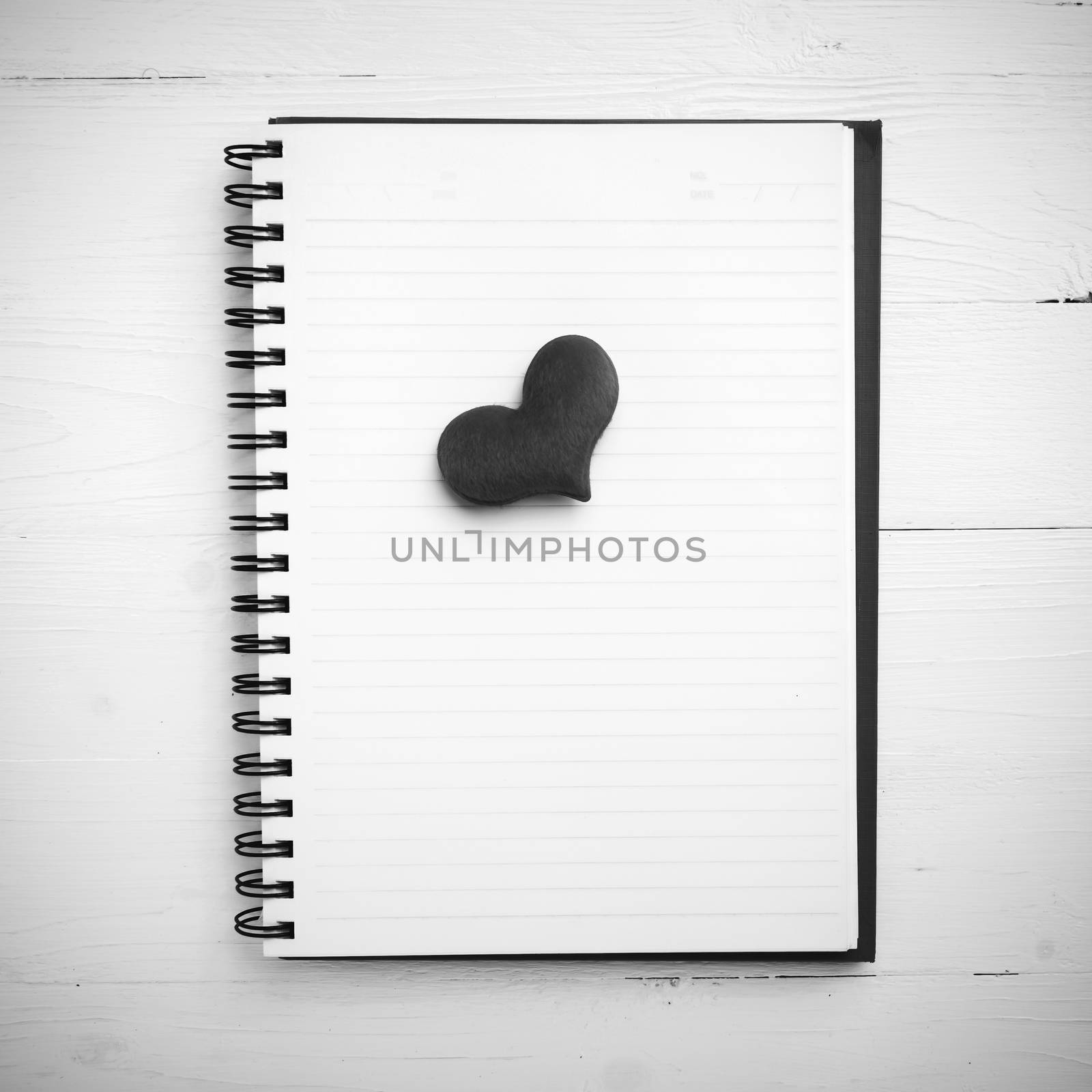 red heart on notepad black and white style by ammza12