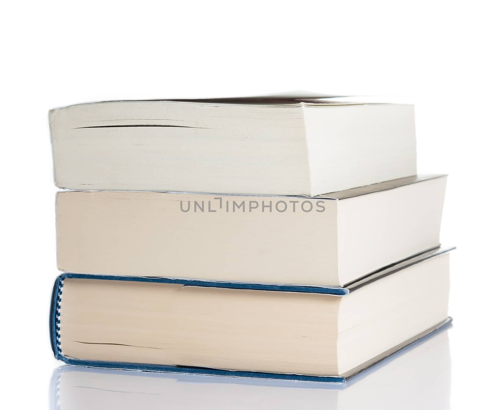 books on table and white background with space for text, culture concept