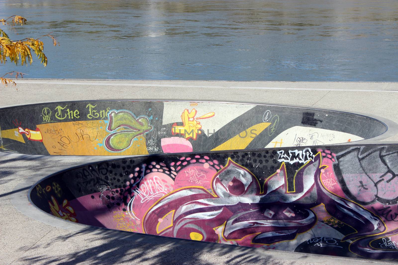 SkatePark on the Banks of the Rhône River, Lyon, France